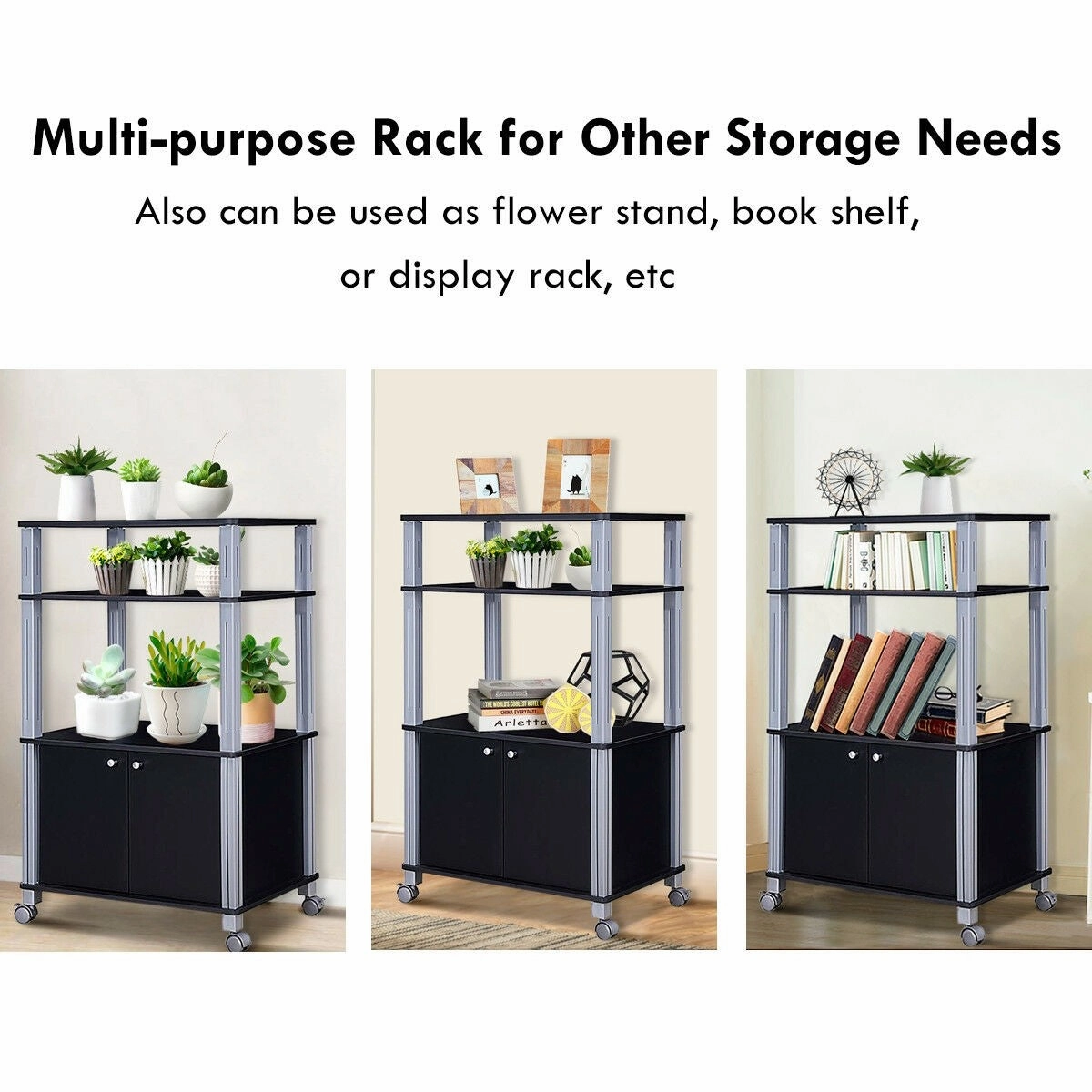 Rolling Kitchen Bakers Rack Microwave Oven Stand
