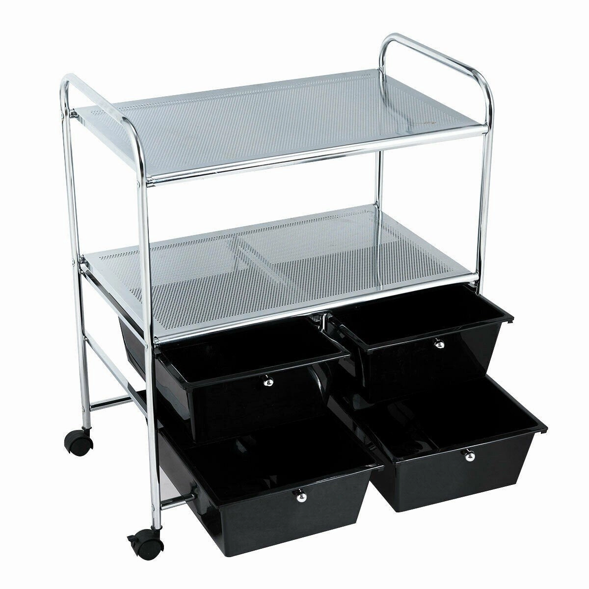Rolling Storage Cart w/ 4 Drawers 2 Shelves Metal Rack Shelf