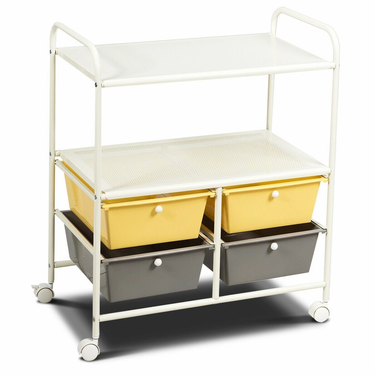 Rolling Storage Cart w/ 4 Drawers 2 Shelves Metal Rack Shelf outdoor dining set, patio table