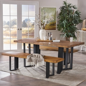Rosa Farmhouse 4 Seater Benches & Table Picnic Dining Set - NH321403 kitchen accessories, table linens