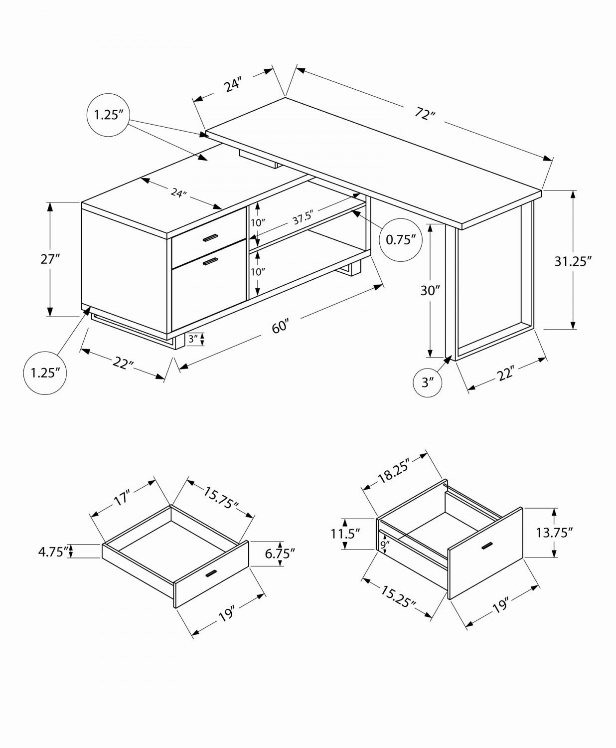 Runo Desk - Concrete Grey