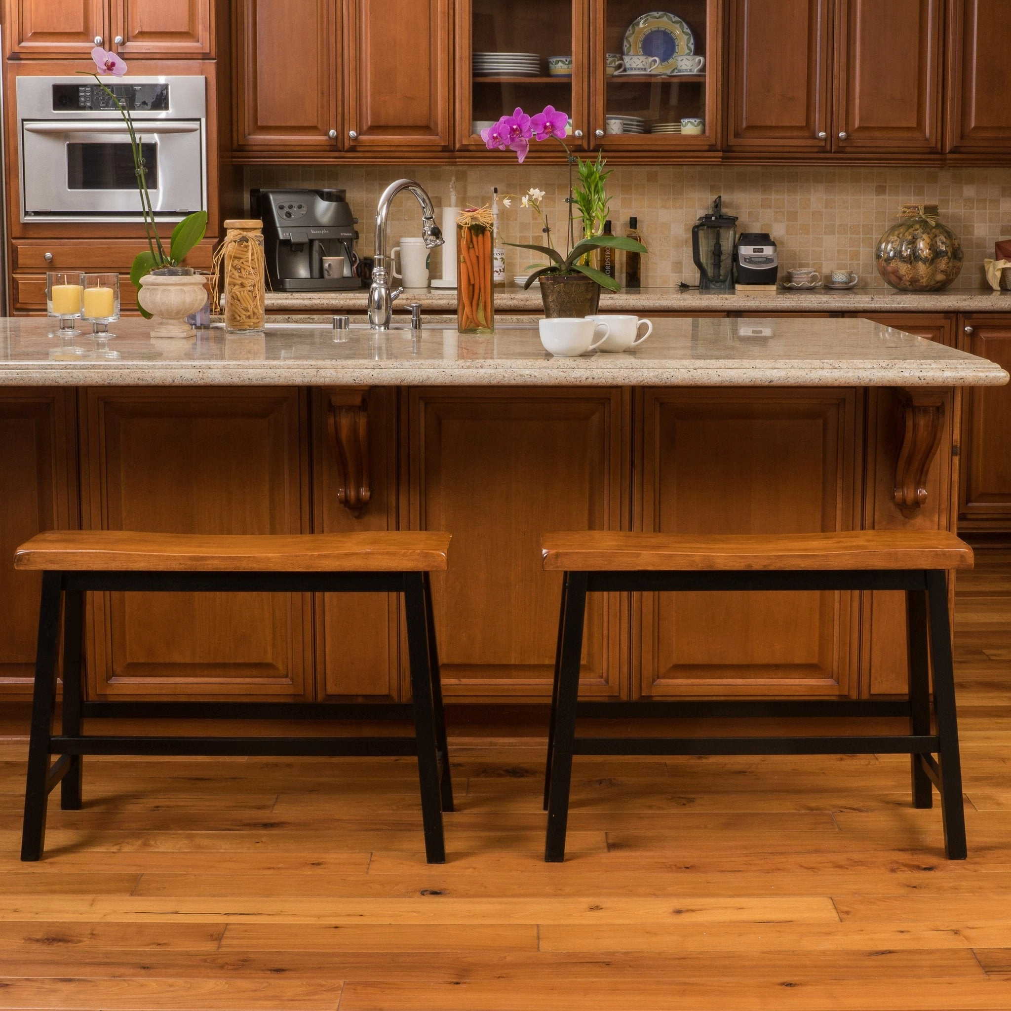 Saddle Wood 24-Inch Counter Dining Bench (Set of 2) - NH320692 kitchen accessories, table linens