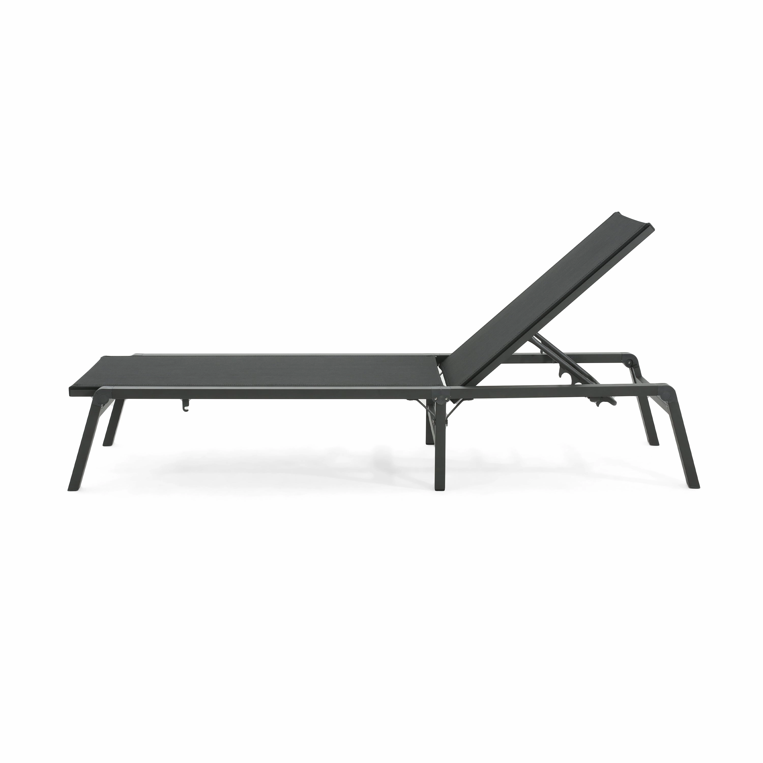 Salalh Outdoor Aluminum Folding Chaise Lounge, Set of 2