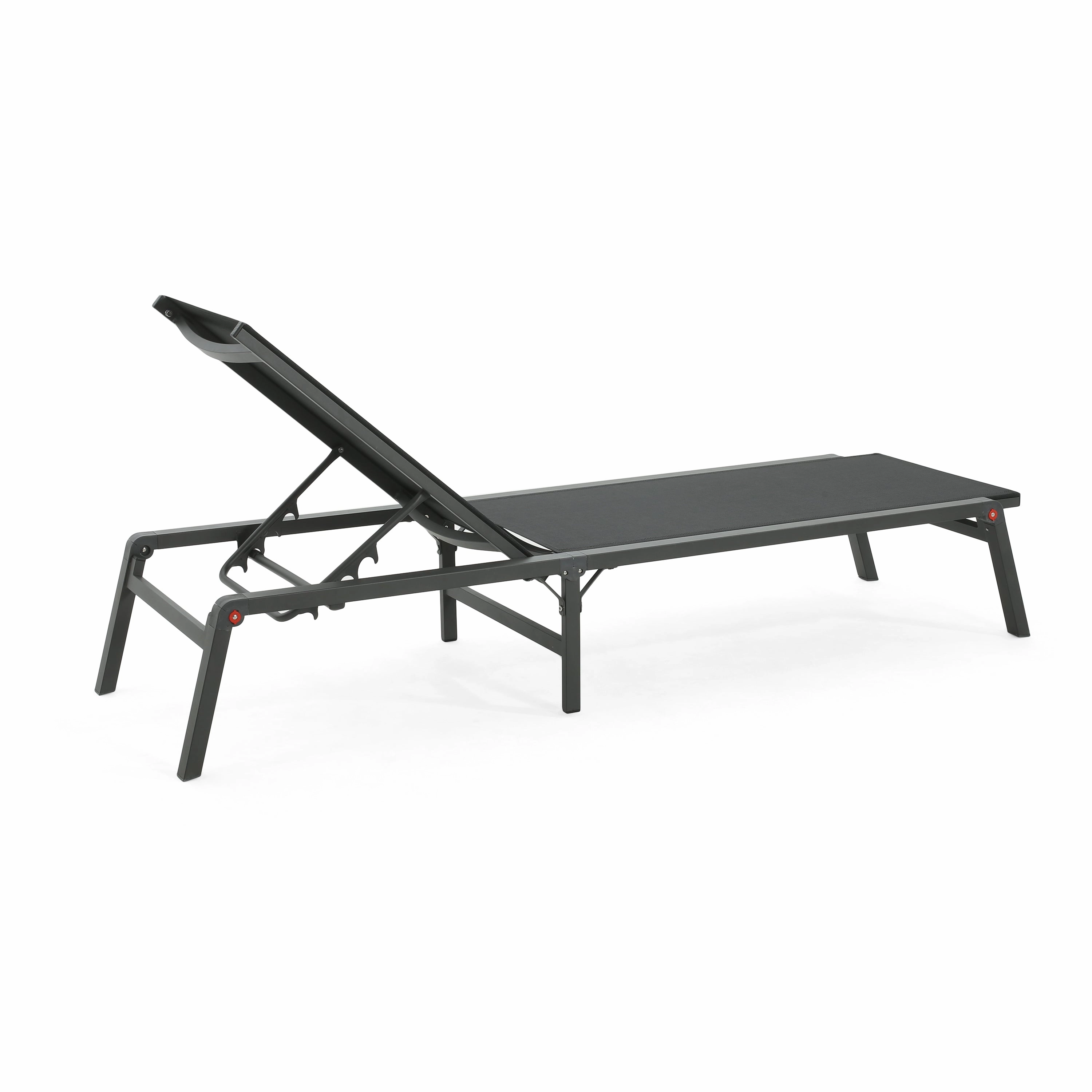Salalh Outdoor Aluminum Folding Chaise Lounge, Set of 2