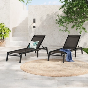 Salalh Outdoor Aluminum Folding Chaise Lounge, Set of 2 outdoor furniture, garden bench