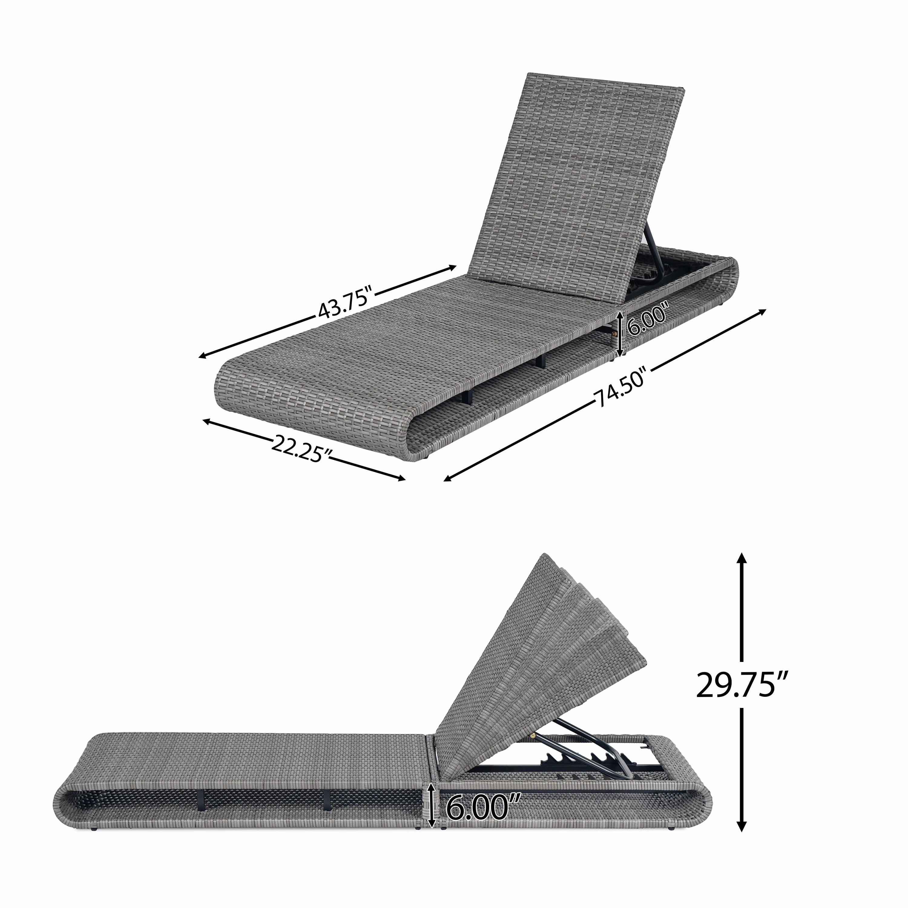 Sancty Outdoor PE Rattan Chaise Lounge
