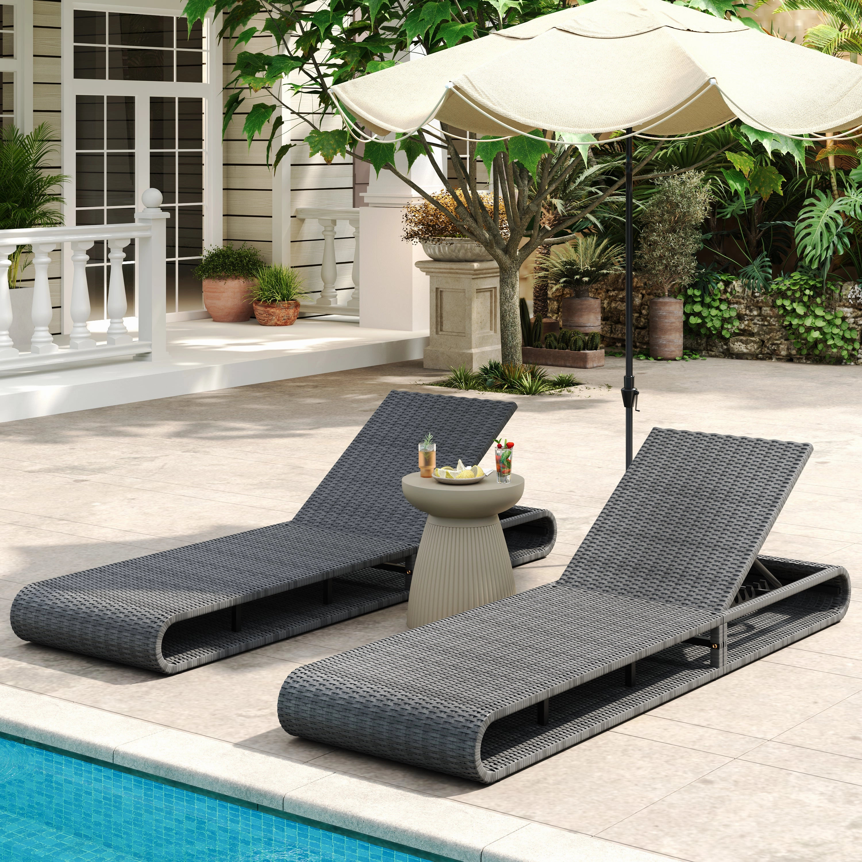 Sancty Outdoor PE Rattan Chaise Lounge outdoor furniture, garden bench