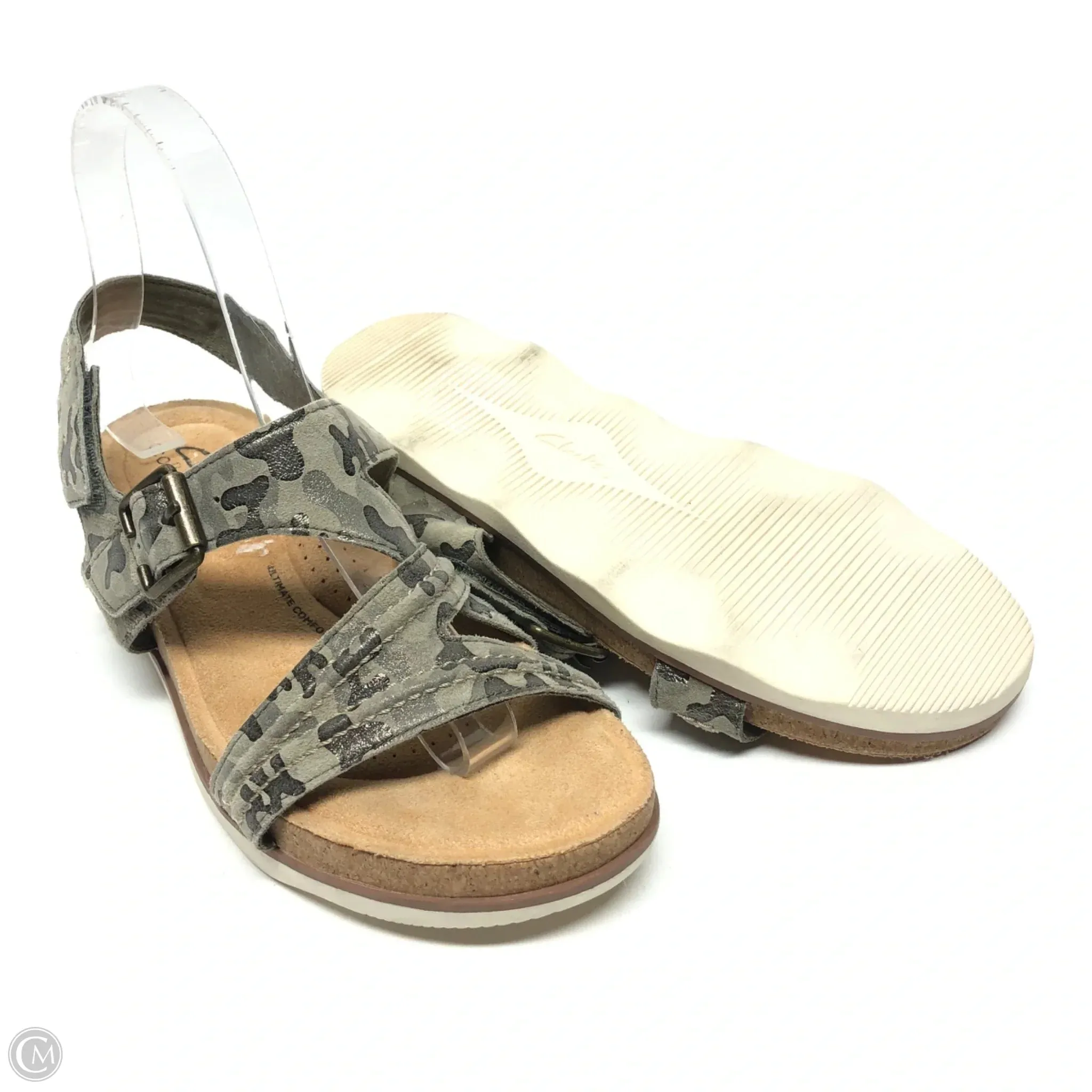 Sandals Flats By Clarks In Camouflage Print, Size: 7 clarks