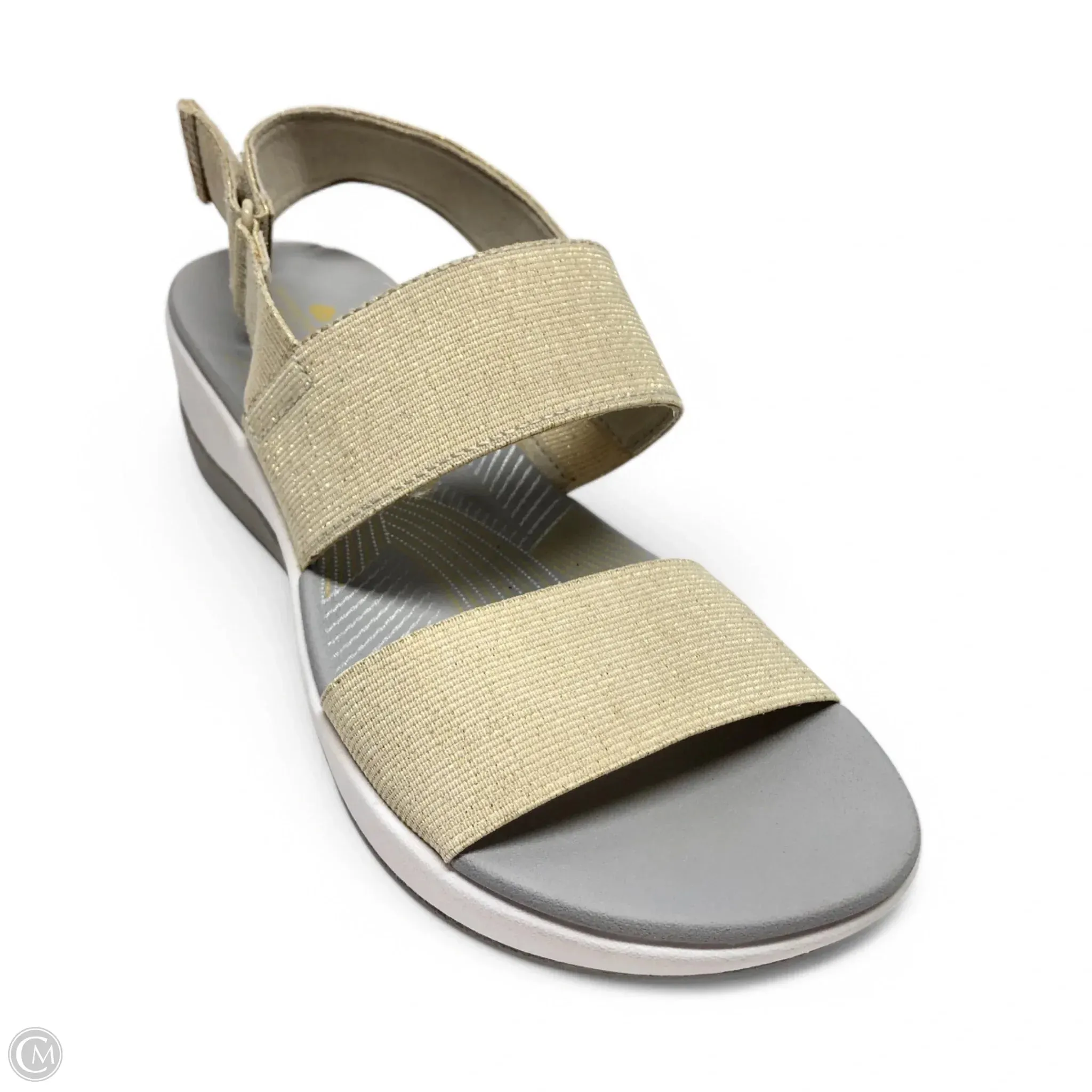 Sandals Flats By Clarks In Grey & Tan, Size: 6