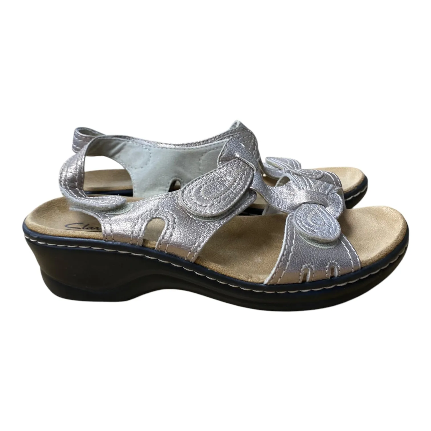 Sandals Flats By Clarks In Tan, Size:7 clarks