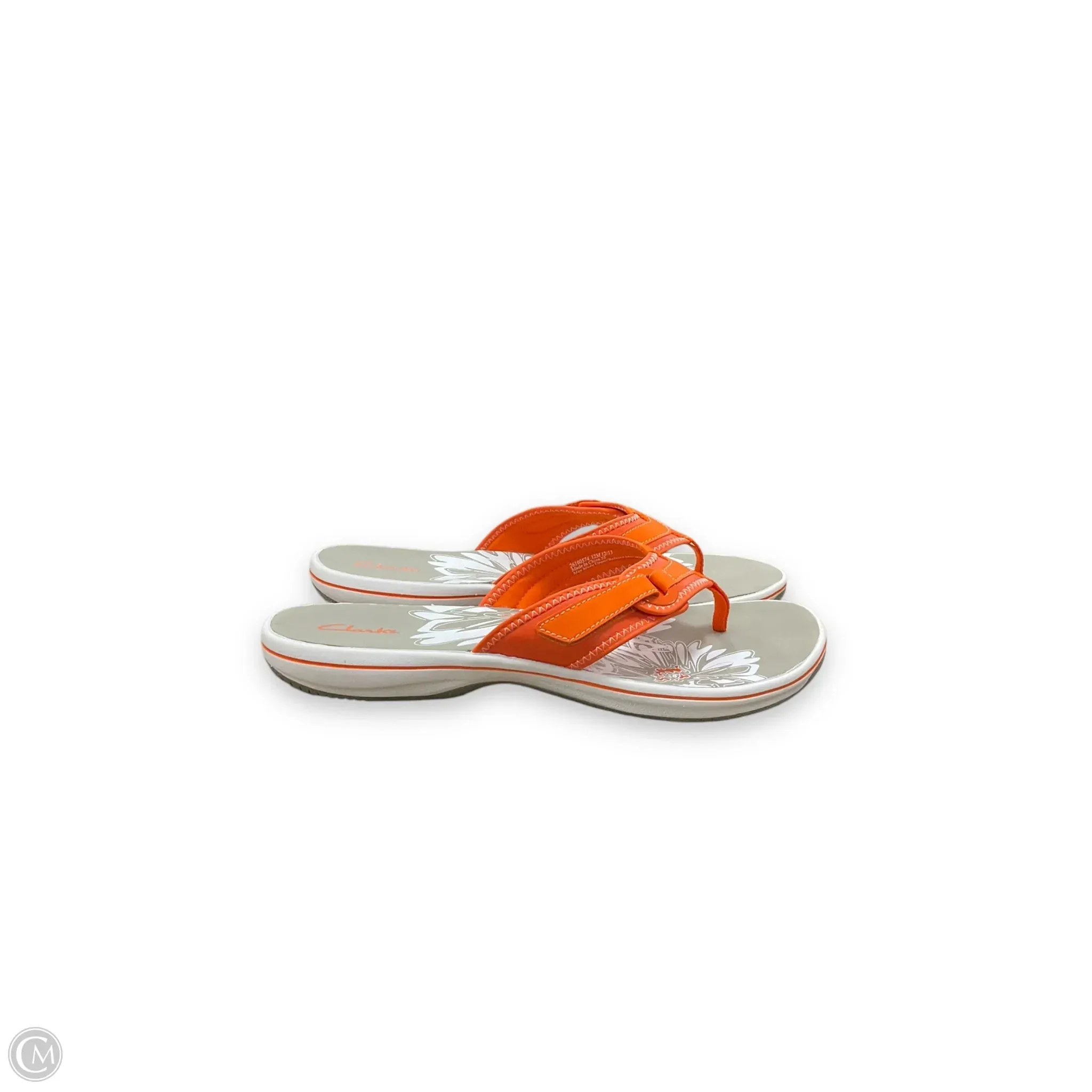 Sandals Flip Flops By Clarks In Grey & Orange, Size: 12 clarks