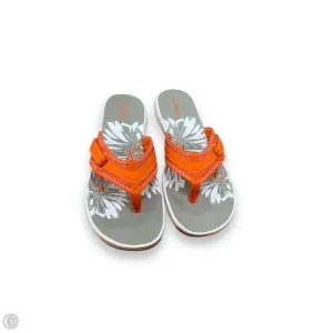 Sandals Flip Flops By Clarks In Grey & Orange, Size: 12 clarks