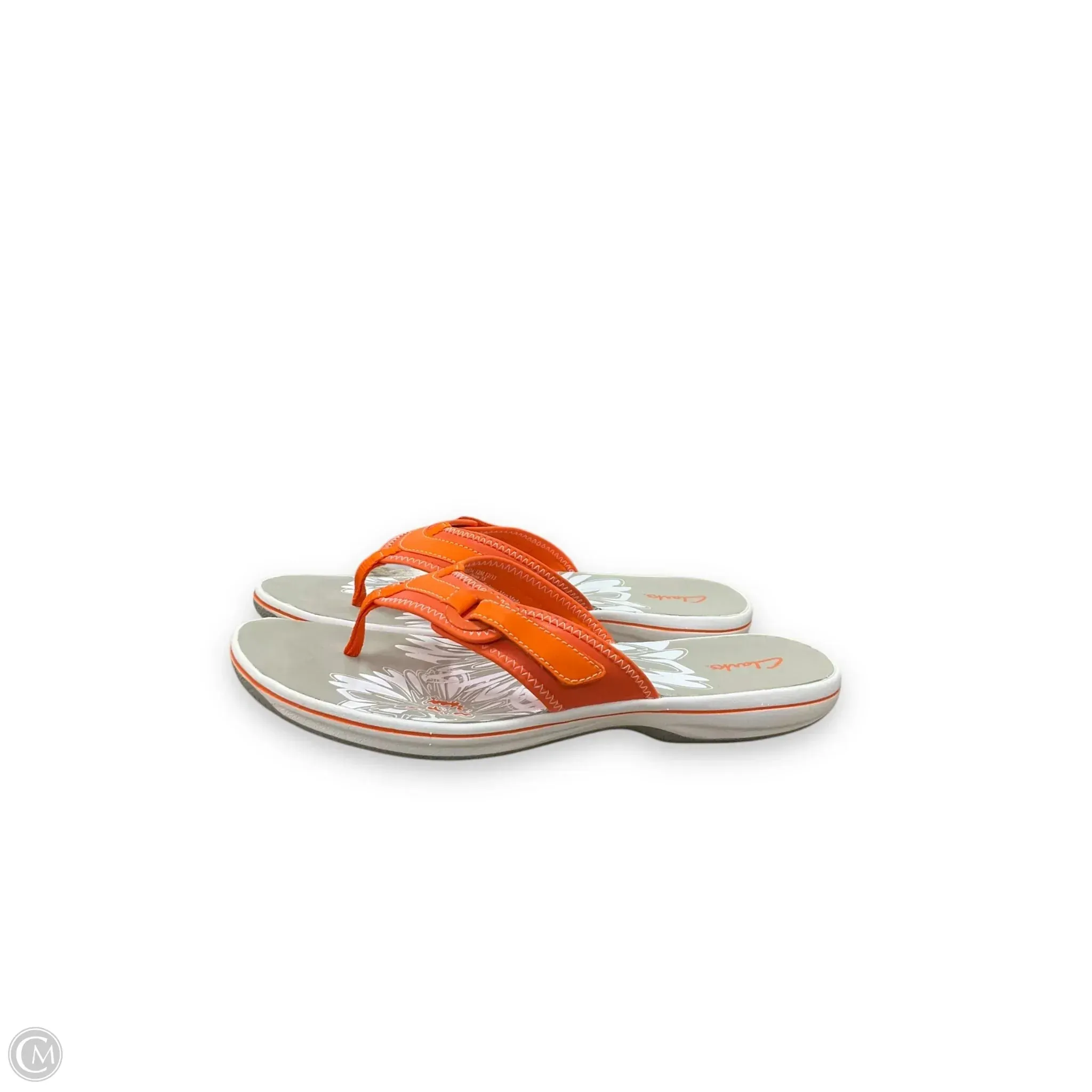 Sandals Flip Flops By Clarks In Grey & Orange, Size: 12 clarks
