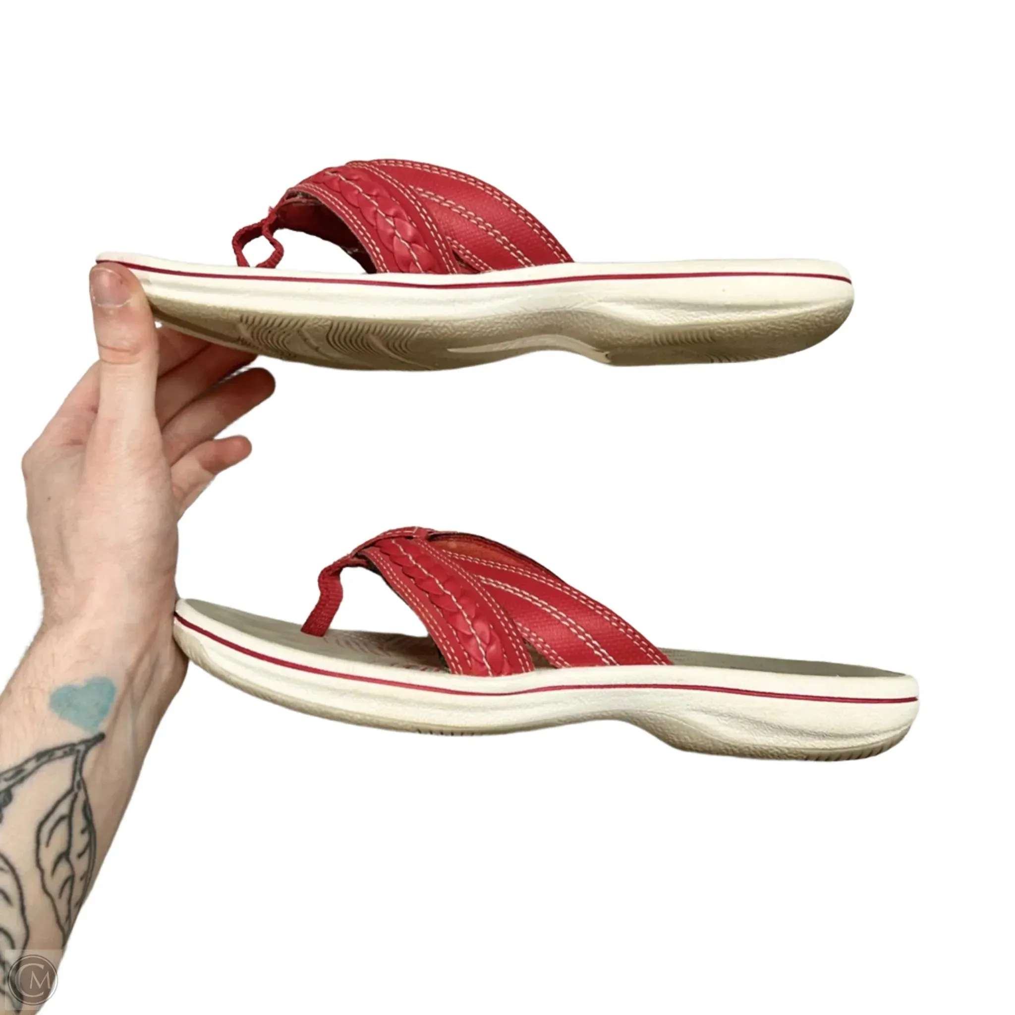 Sandals Flip Flops By Clarks In Red, Size: 6 clarks