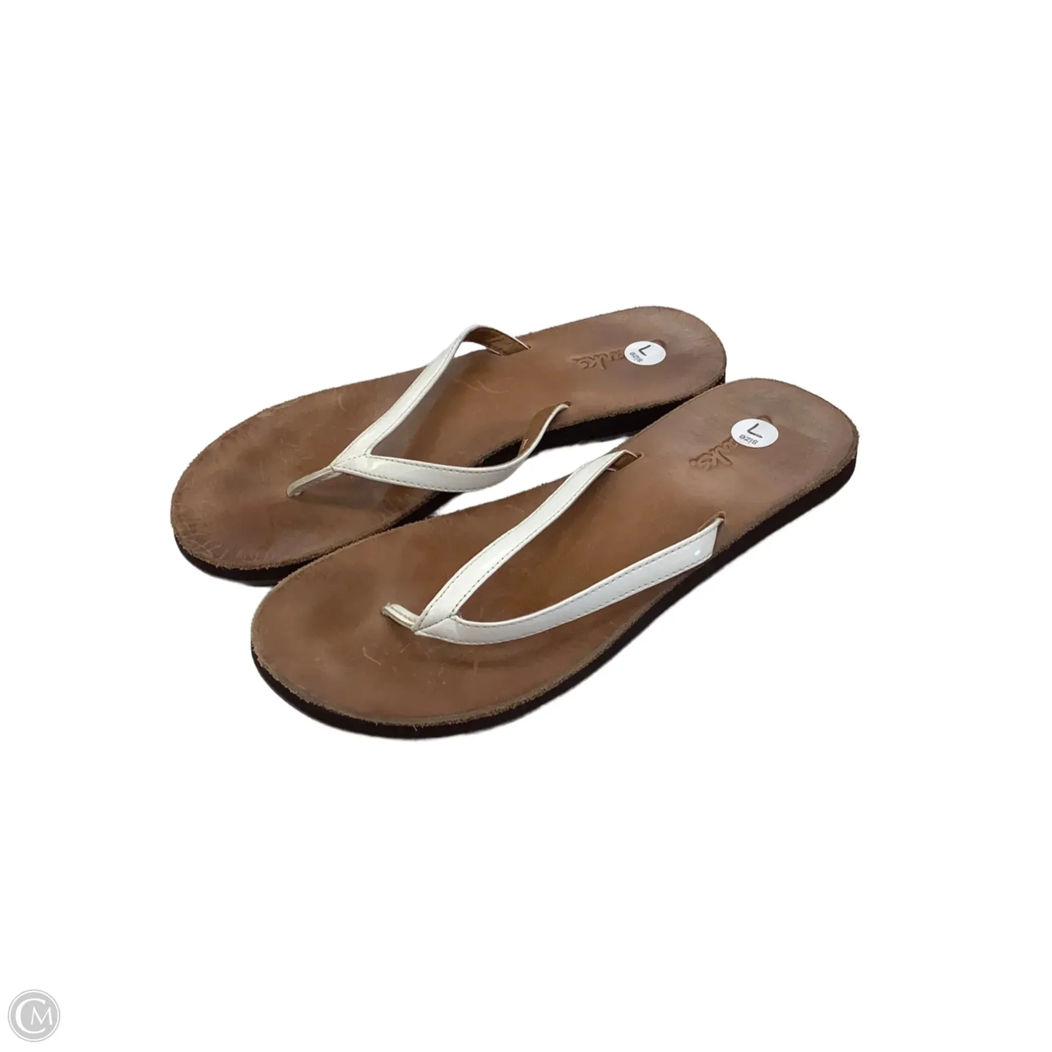 Sandals Flip Flops By Clarks In Tan, Size: 7 clarks