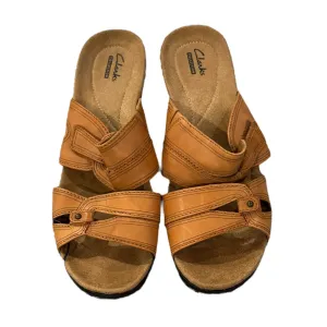 Sandals Heels Block By Clarks In Gold, Size:8.5 clarks