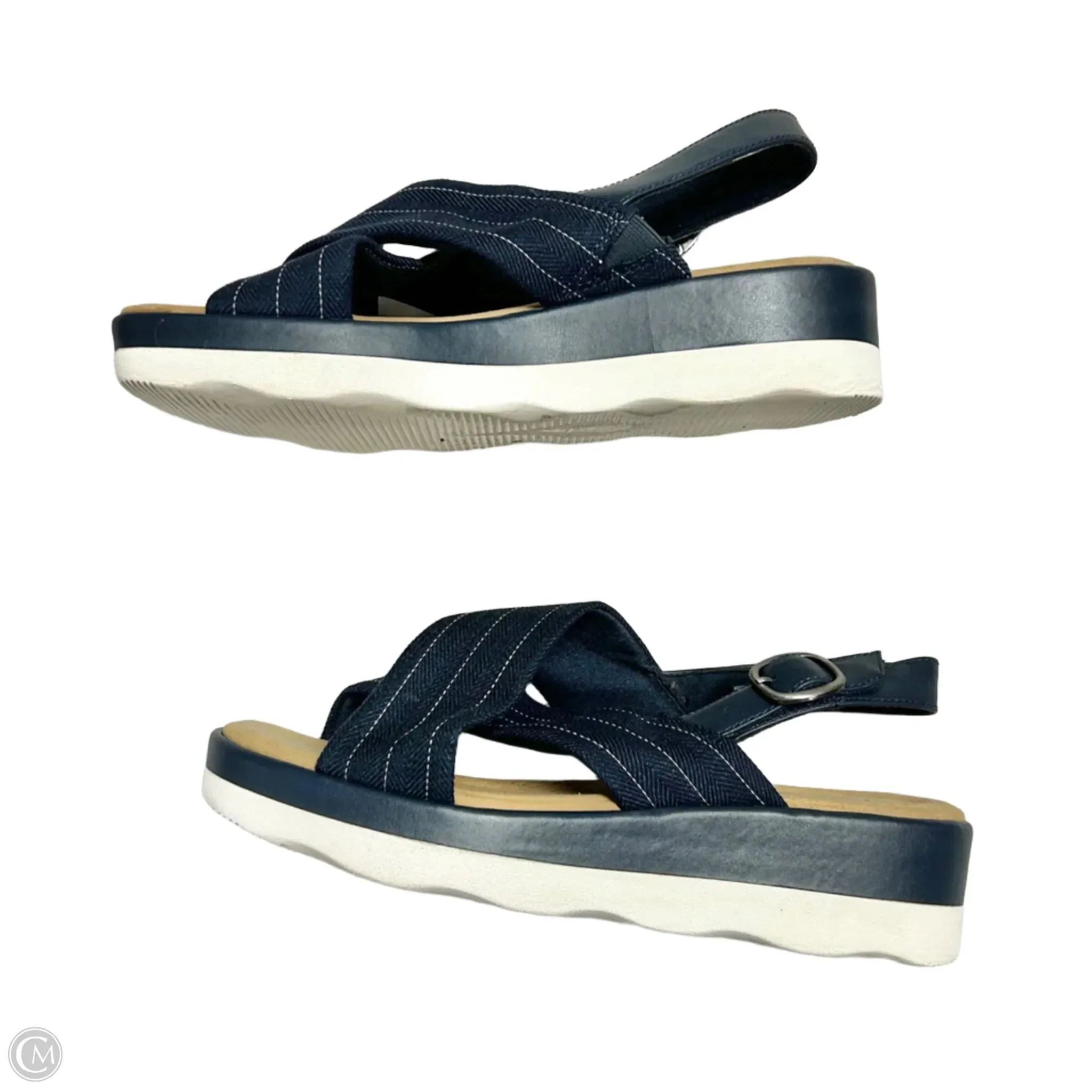 Sandals Heels Platform By Clarks In Navy, Size: 8.5 clarks