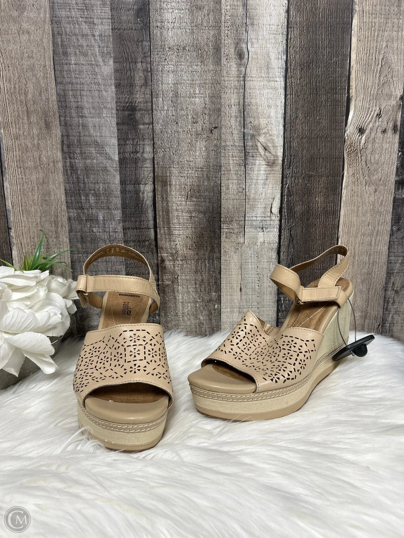 Sandals Heels Wedge By Clarks In Beige, Size: 8 clarks