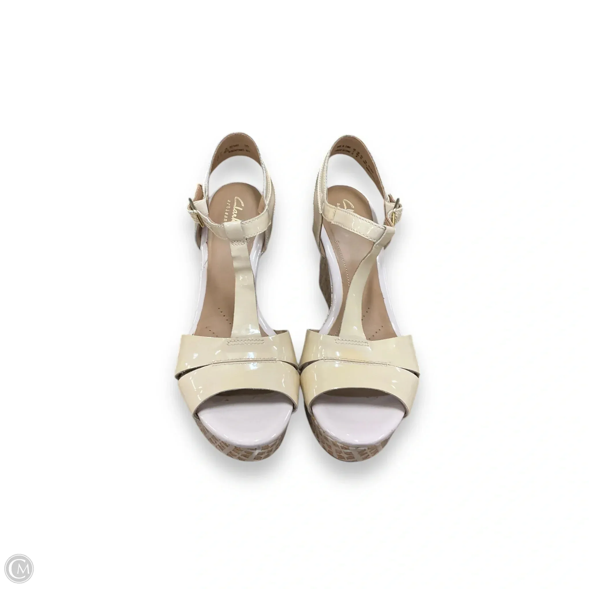 Sandals Heels Wedge By Clarks In Beige, Size: 9.5 clarks
