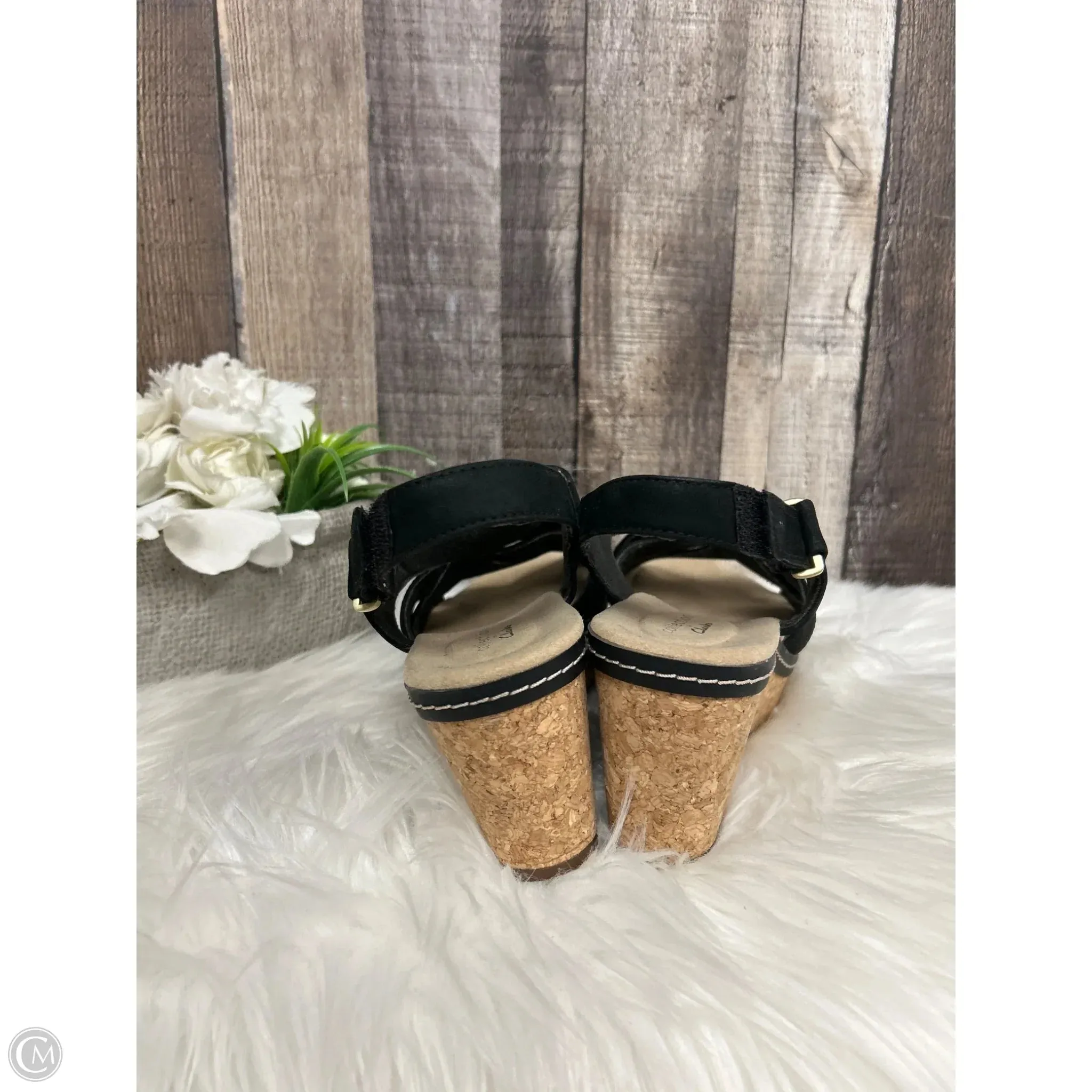 Sandals Heels Wedge By Clarks In Black, Size: 7.5 clarks