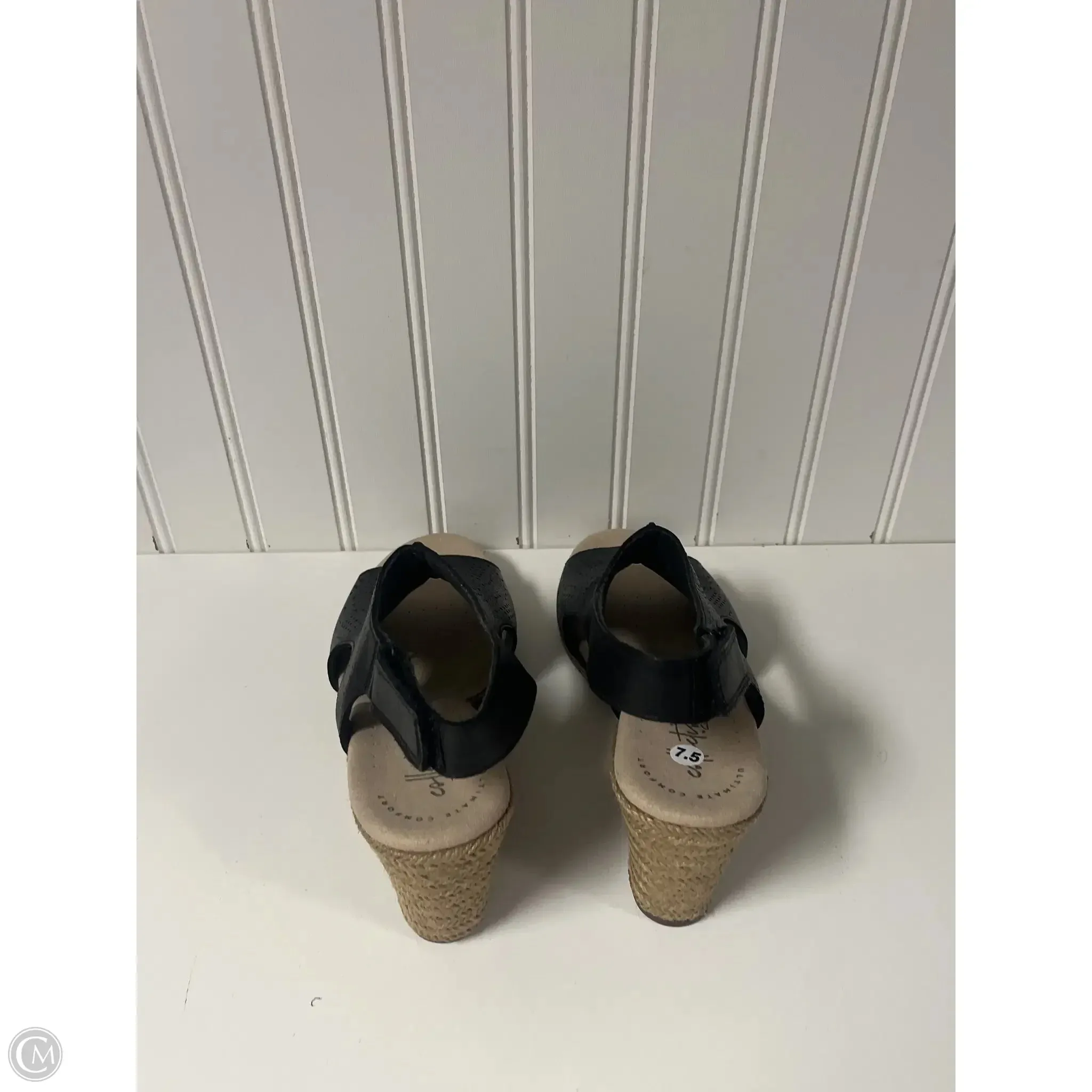 Sandals Heels Wedge By Clarks In Black, Size: 7.5 clarks