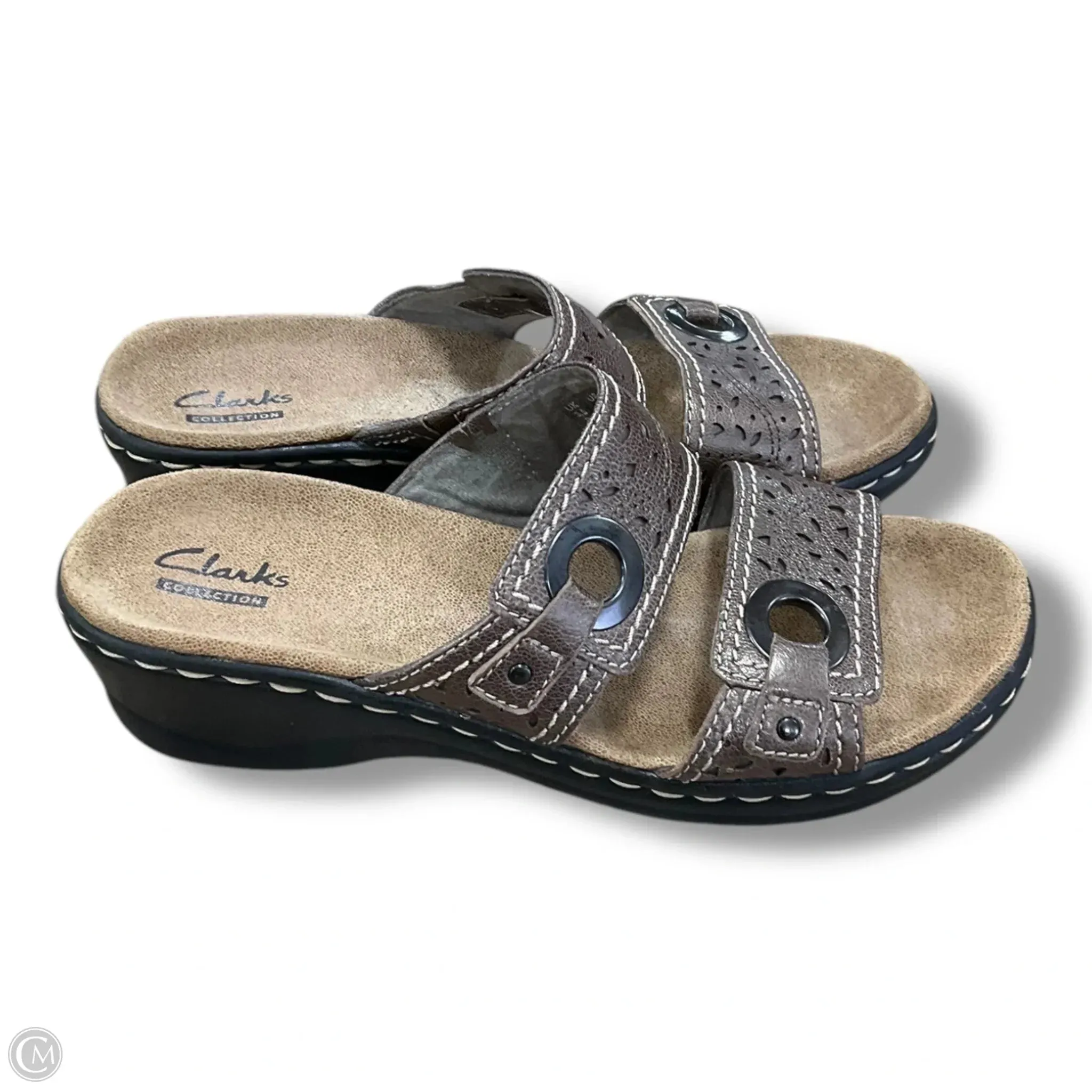 Sandals Heels Wedge By Clarks In Brown, Size: 6 clarks