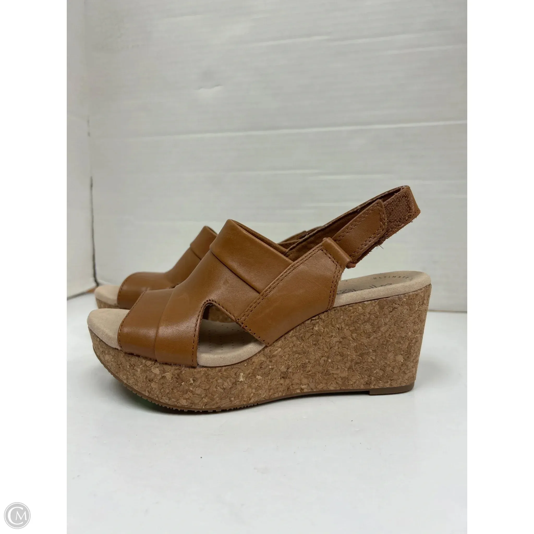 Sandals Heels Wedge By Clarks In Brown, Size: 6.5 clarks