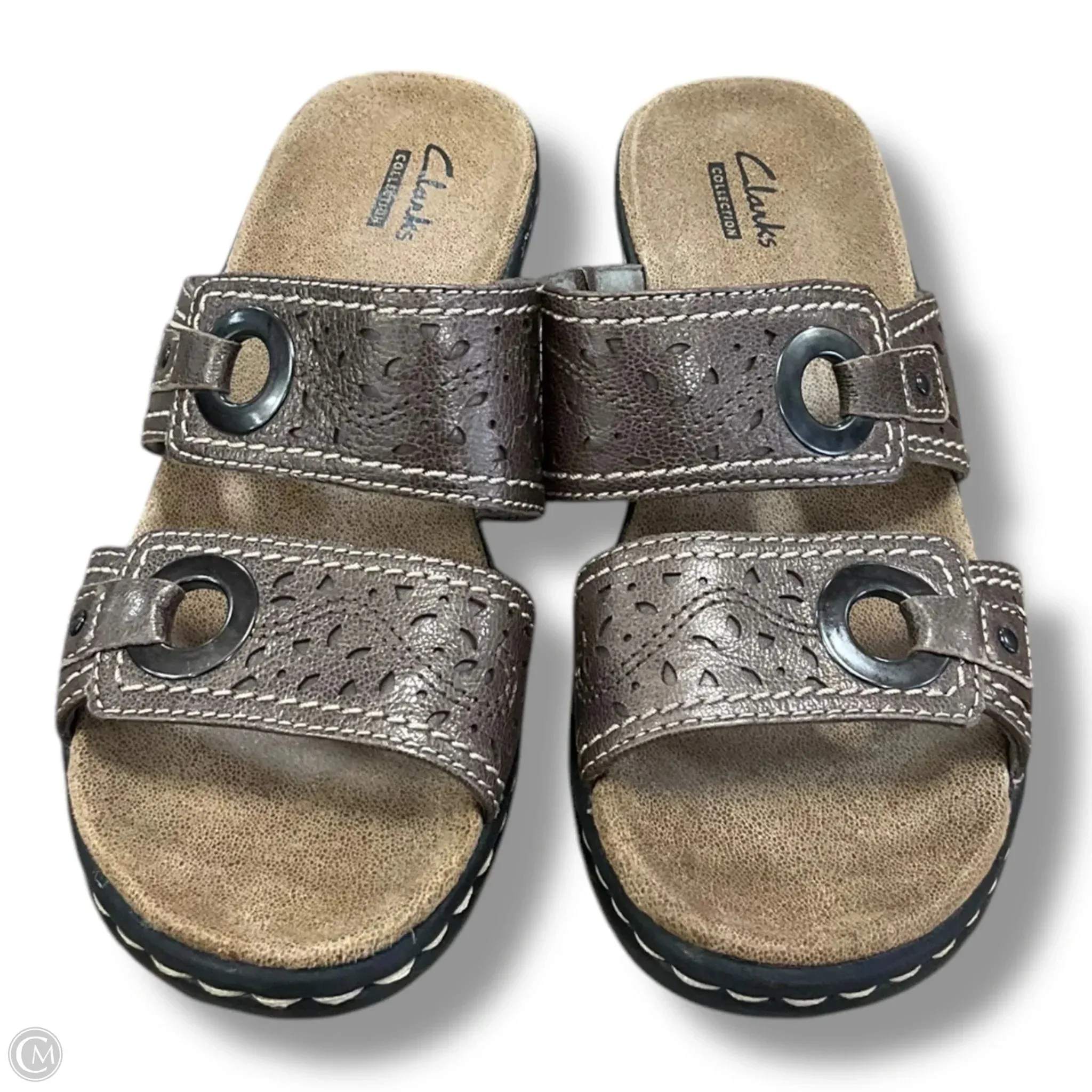 Sandals Heels Wedge By Clarks In Brown, Size: 6