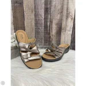 Sandals Heels Wedge By Clarks In Gold, Size: 8.5 clarks