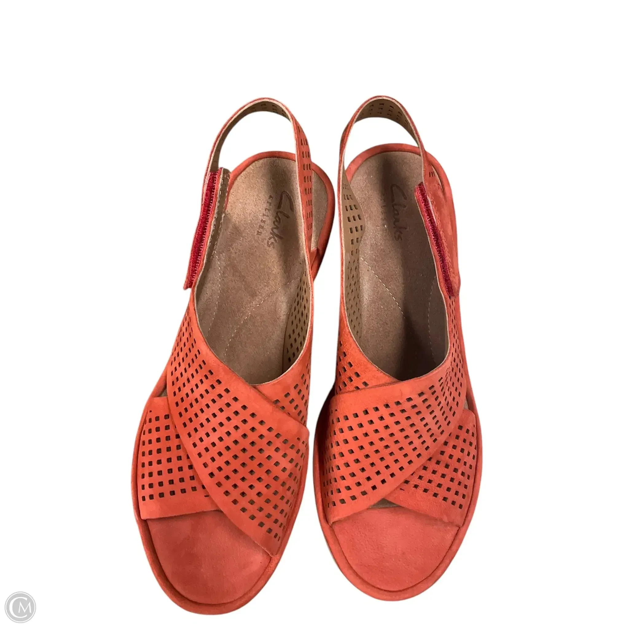 Sandals Heels Wedge By Clarks In Orange, Size: 7 clarks