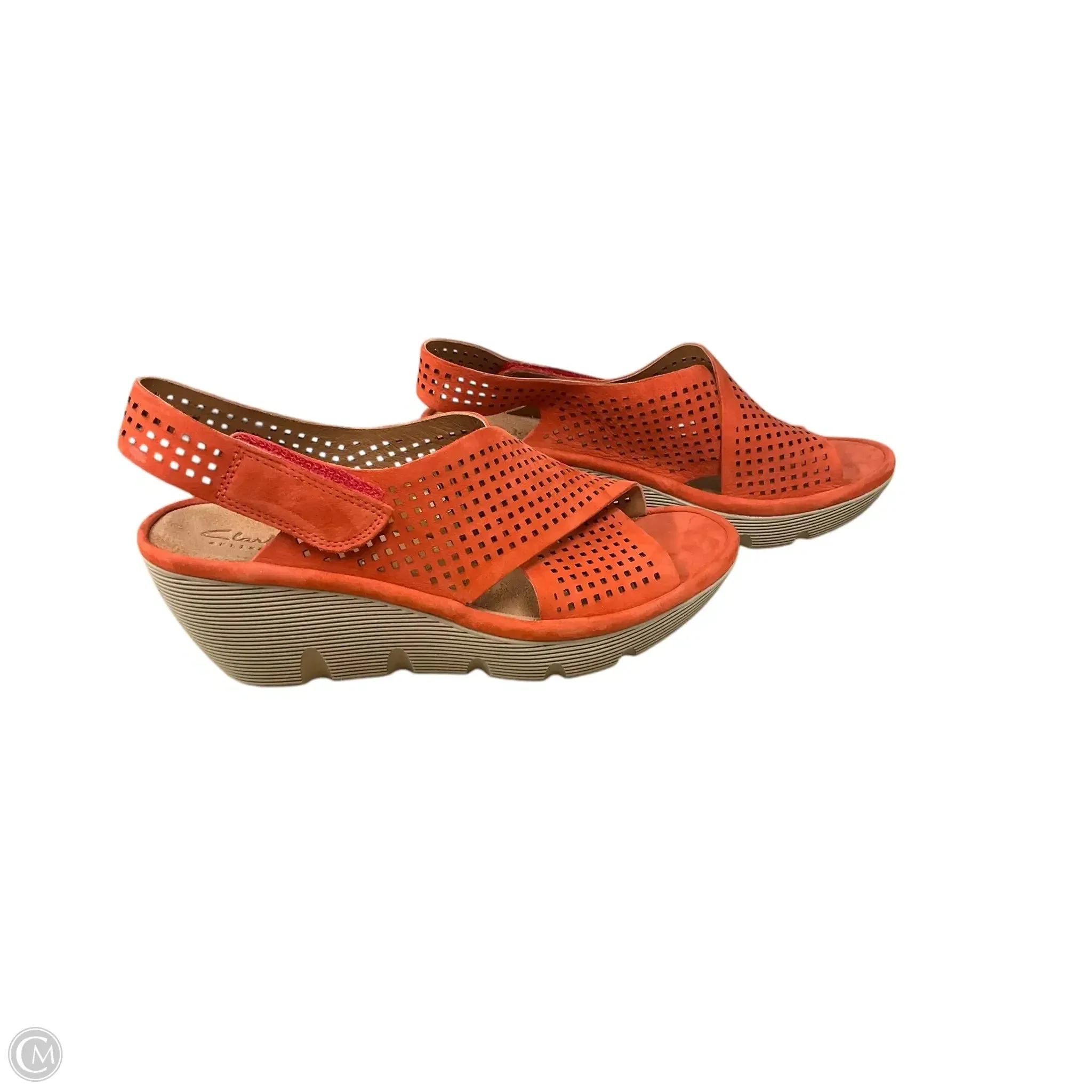 Sandals Heels Wedge By Clarks In Orange, Size: 7 clarks