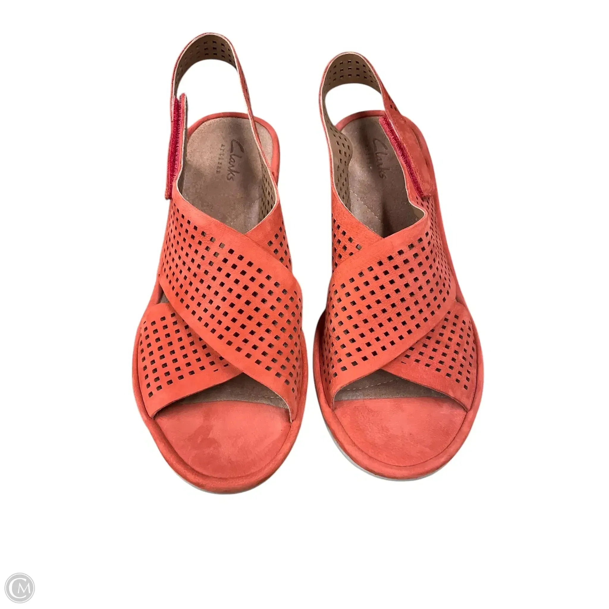 Sandals Heels Wedge By Clarks In Orange, Size: 7 clarks