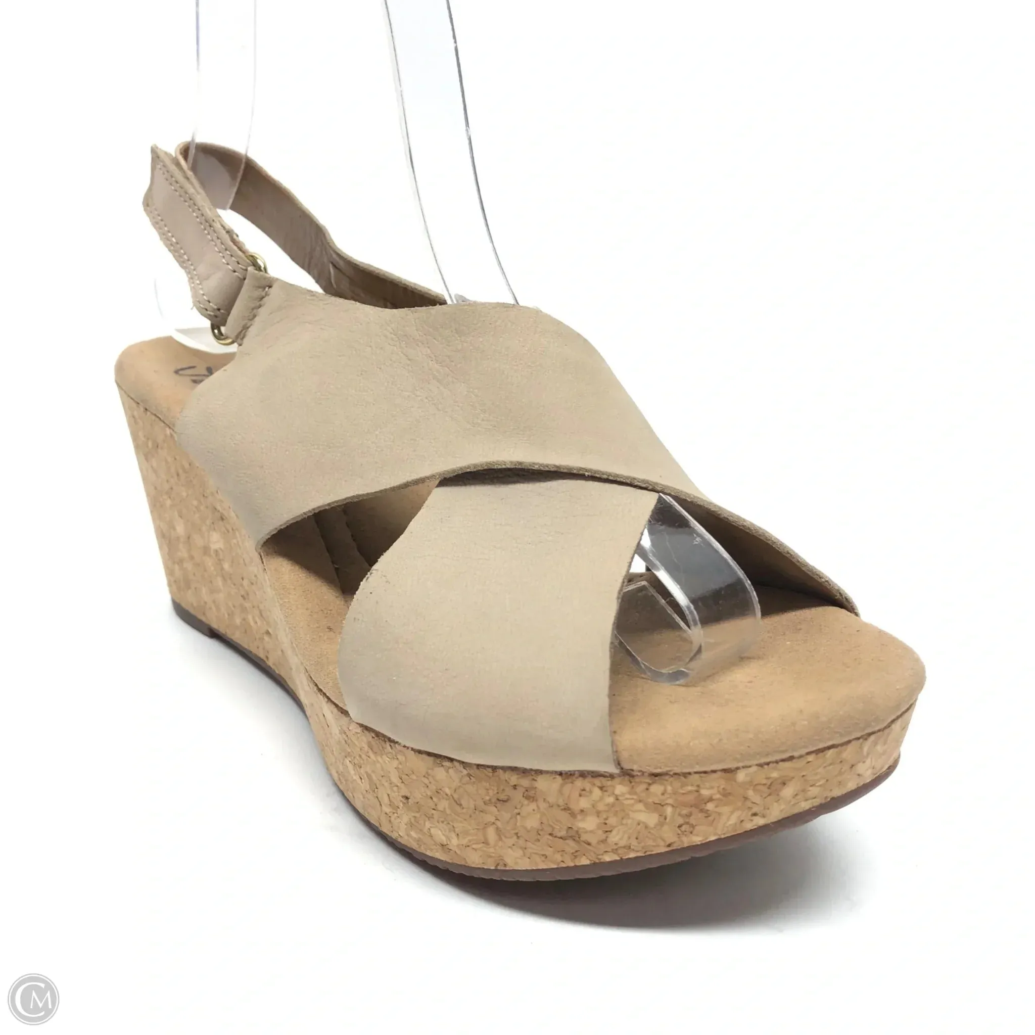 Sandals Heels Wedge By Clarks In Tan, Size: 6.5 clarks