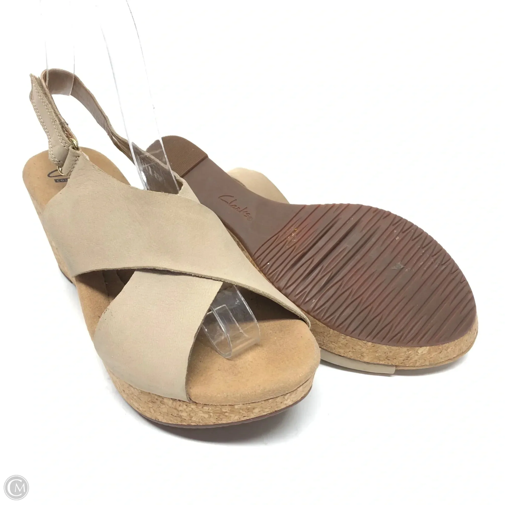 Sandals Heels Wedge By Clarks In Tan, Size: 6.5 clarks