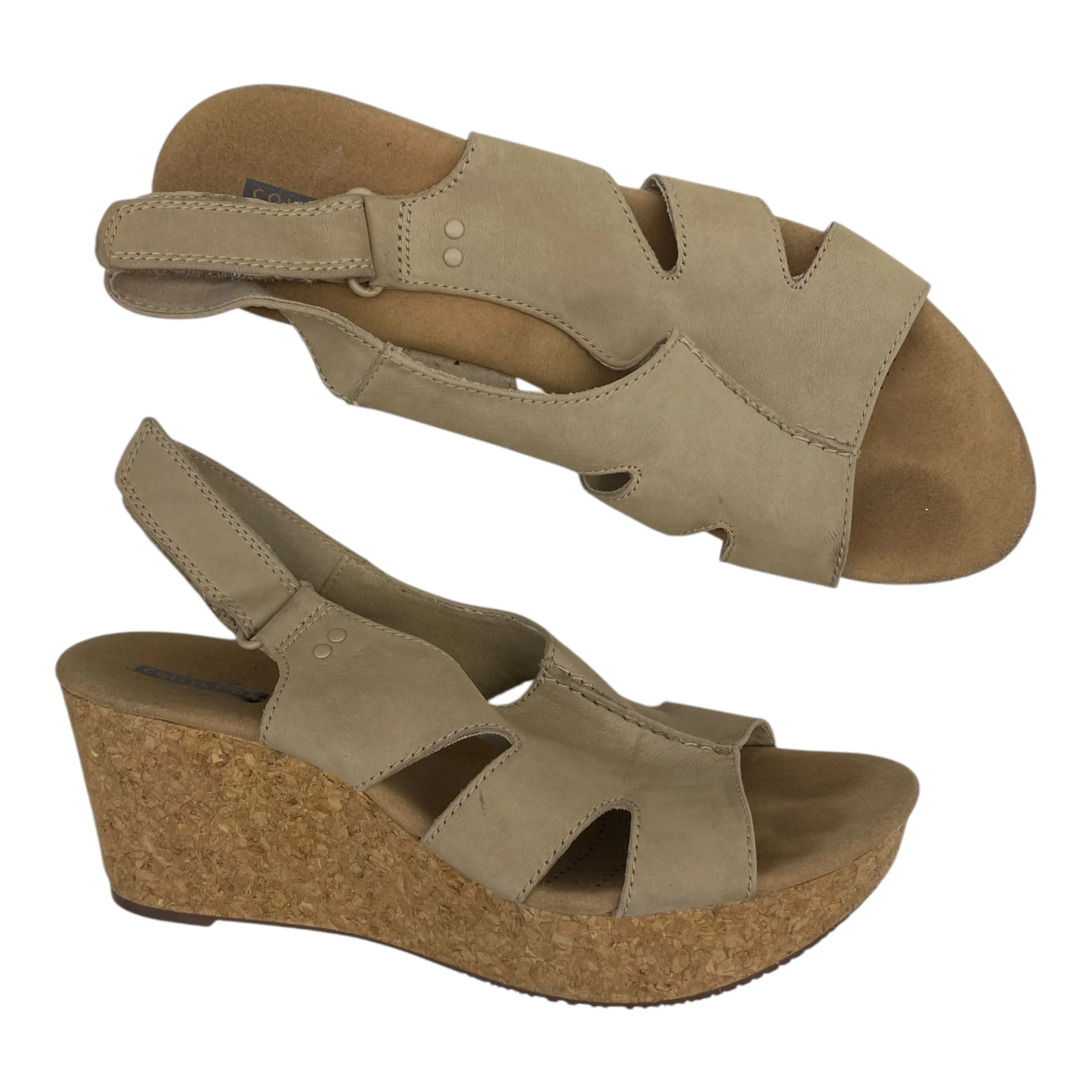 Sandals Heels Wedge By Clarks In Tan, Size:9.5 clarks
