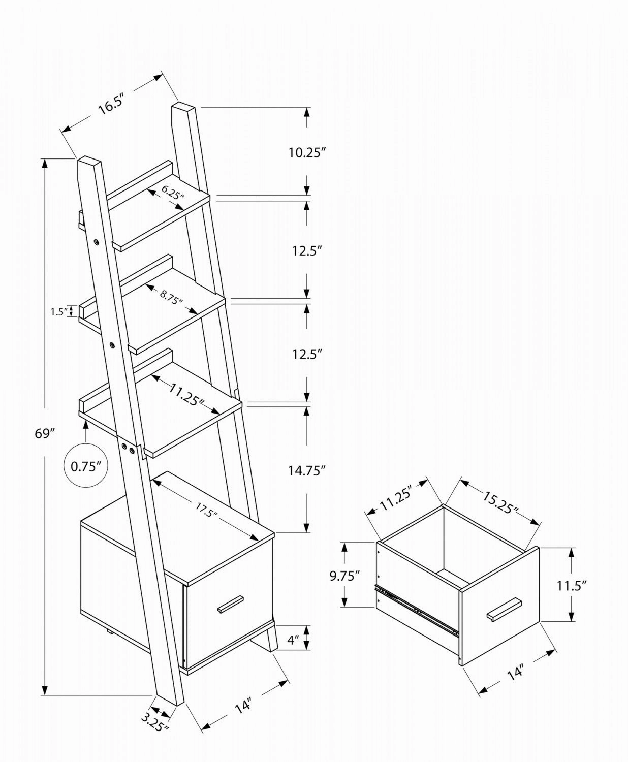 Saro Bookcase - Espresso