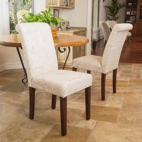 Script Printed Beige Linen Dining Chairs (Set of 2) - NH109432 kitchen accessories, table linens