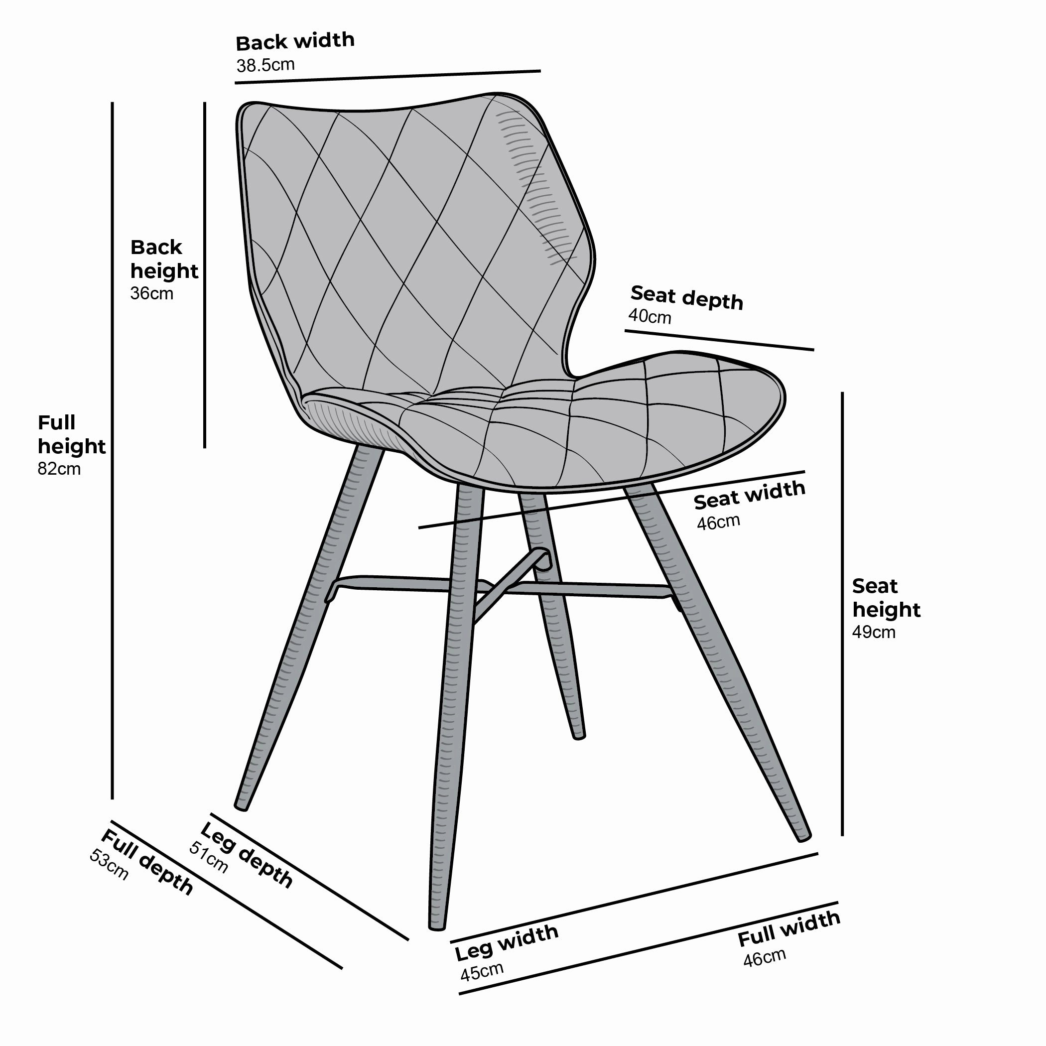 Set of 2 Cosford Diamond Stitch Dining Chairs (Vintage Tan Leather Effect Fabric)