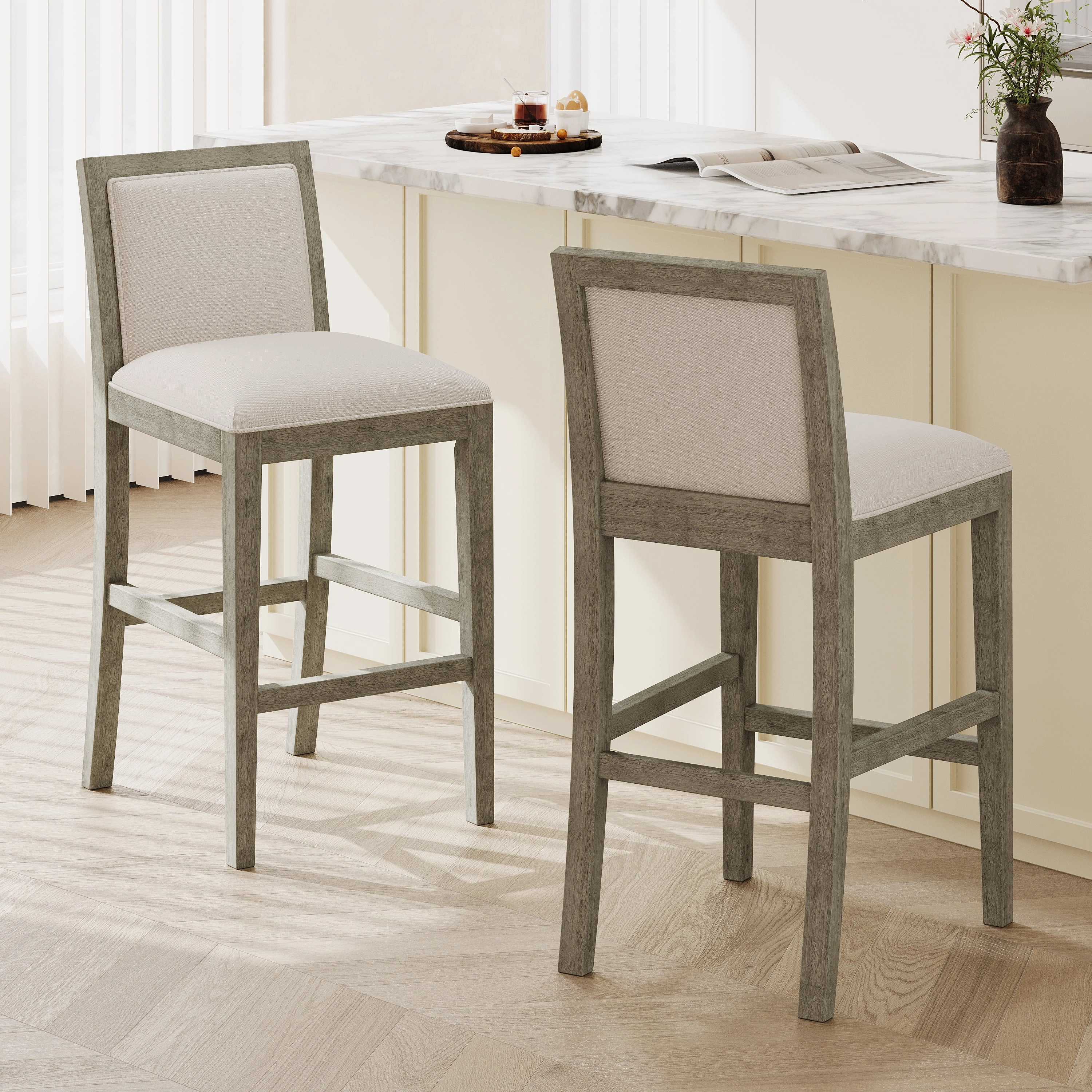 Set of 2 Mid-Century Modern Counter Stools