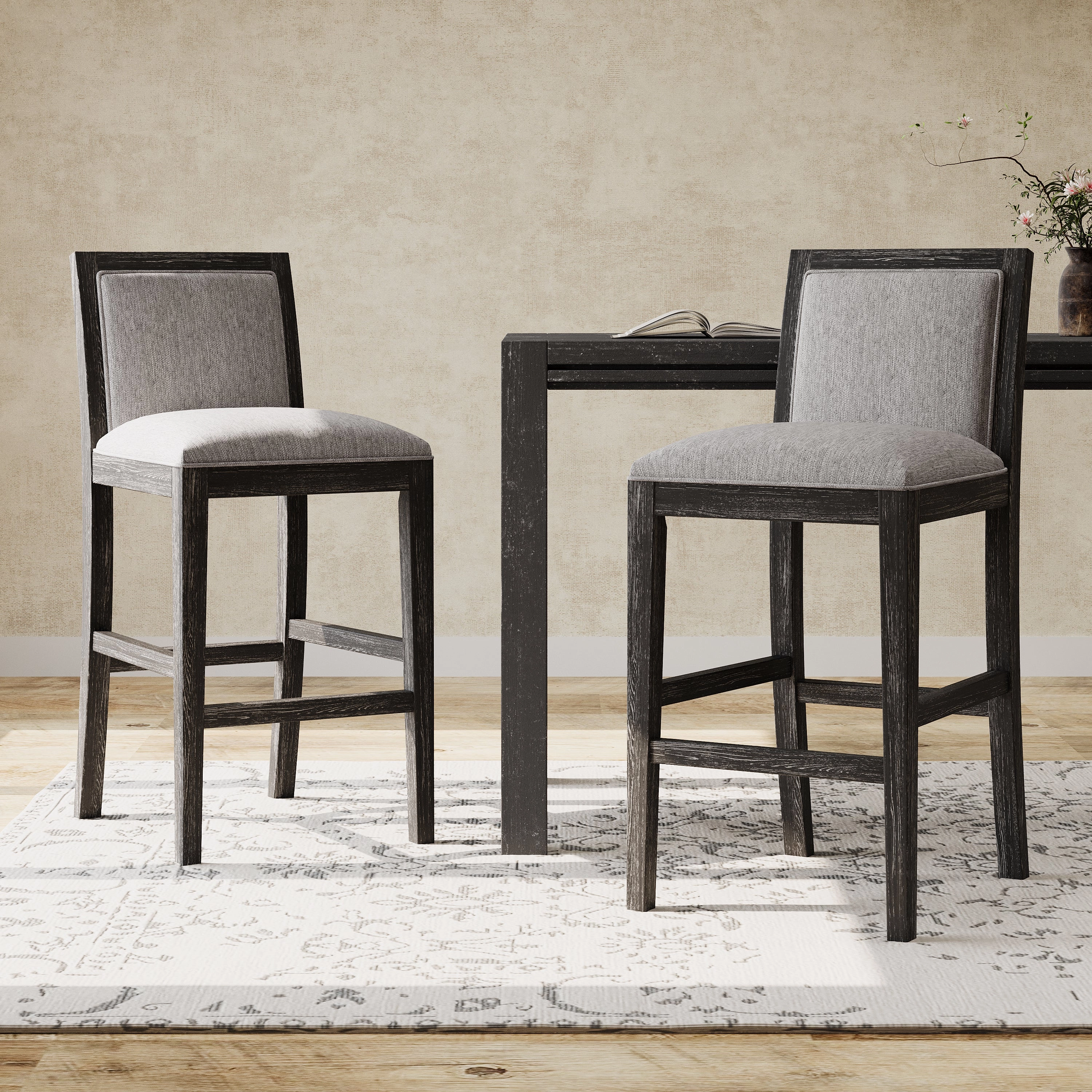 Set of 2 Mid-Century Modern Counter Stools