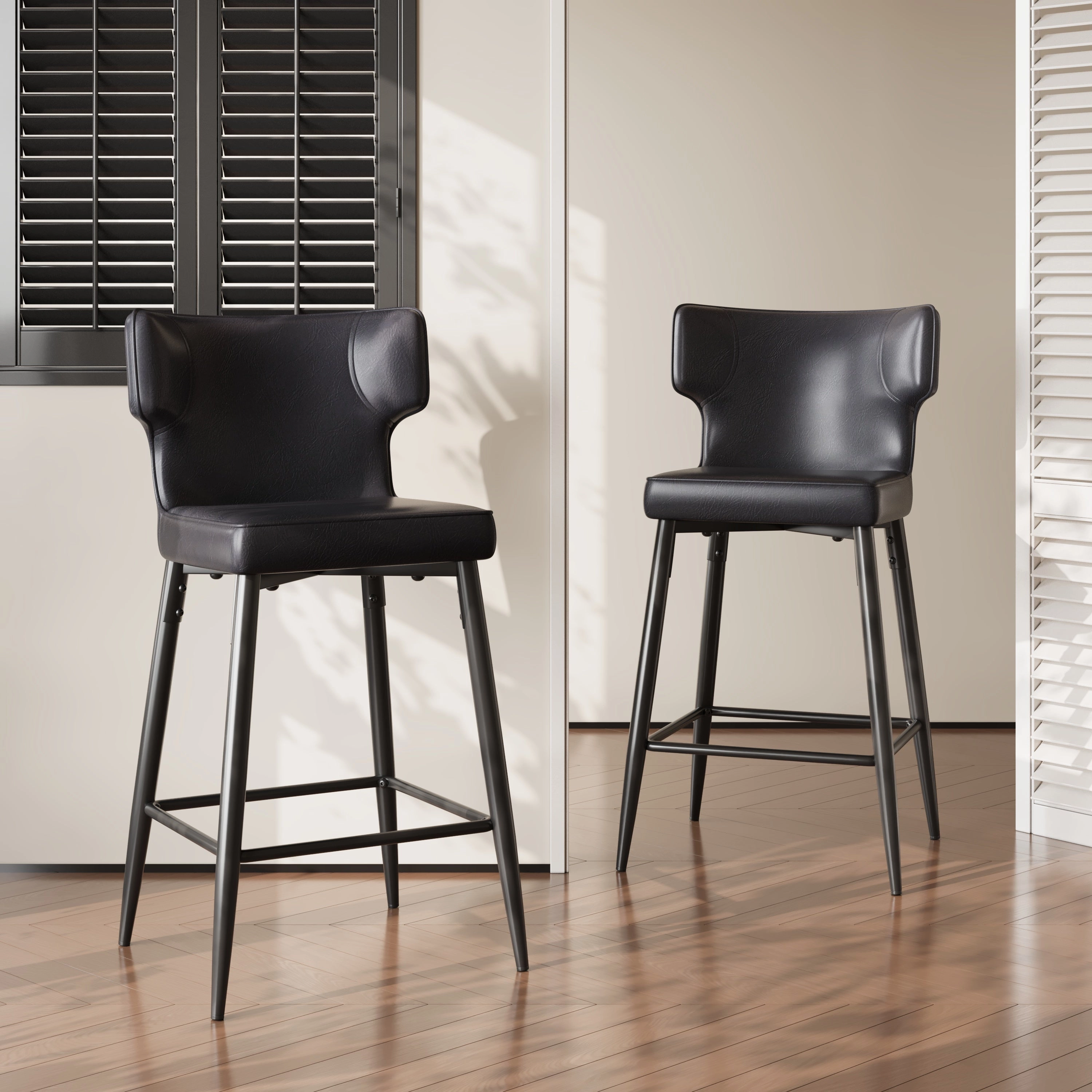 Set of 2 Modern Counter Stools PU Leather Bar Chairs kitchen accessories, table linens
