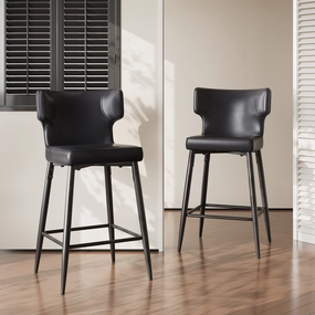 Set of 2 Modern Counter Stools PU Leather Bar Chairs kitchen accessories, table linens