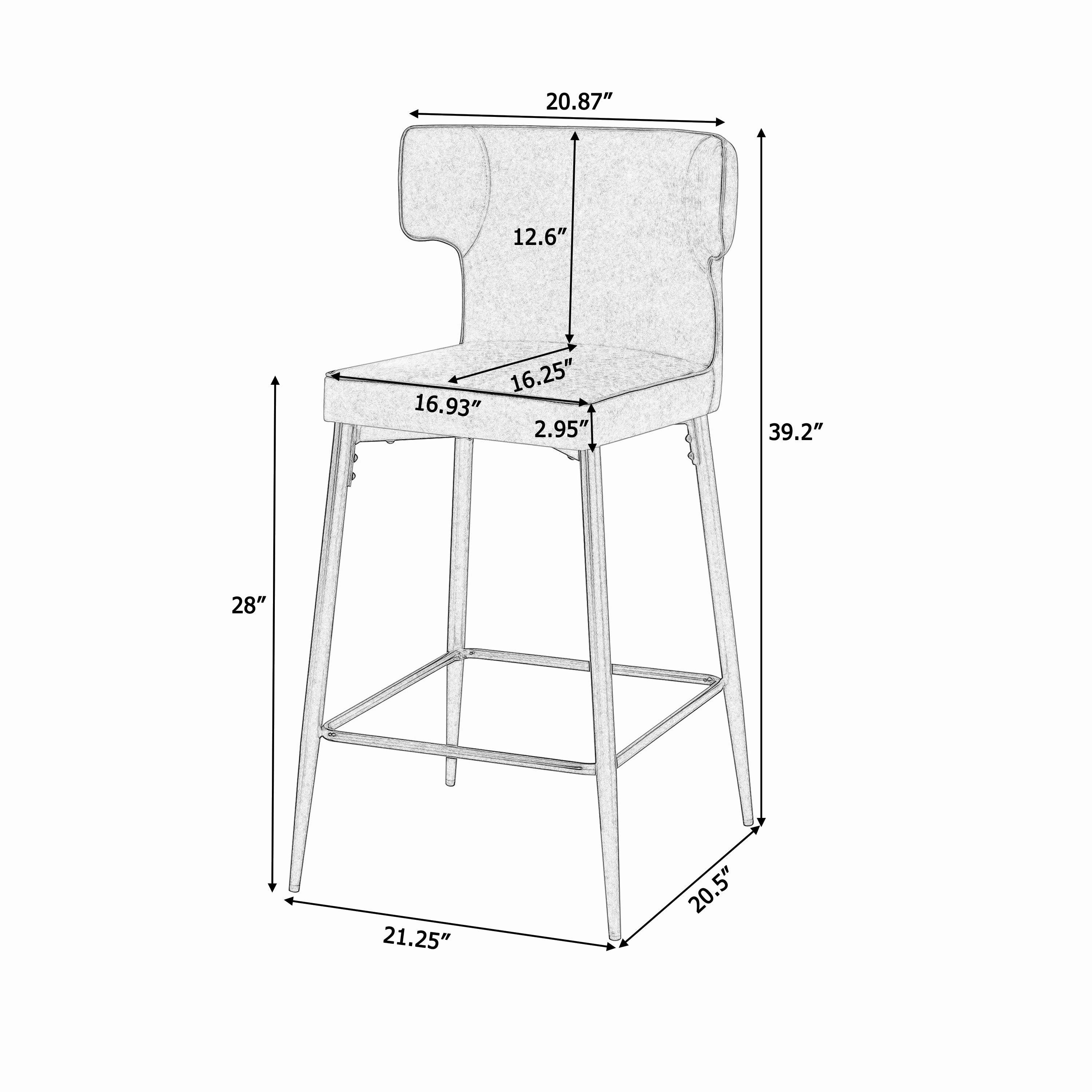 Set of 2 Modern Counter Stools PU Leather Bar Chairs