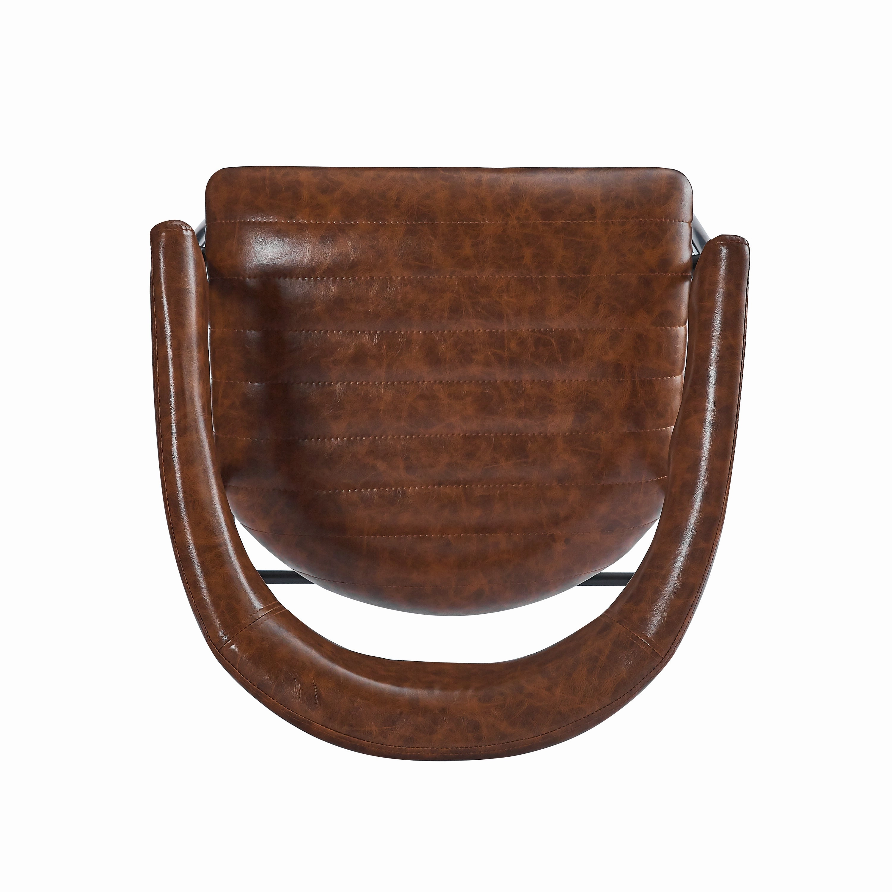 Set of 2 Modern PU Leather Counter Stools  Brown Upholstery