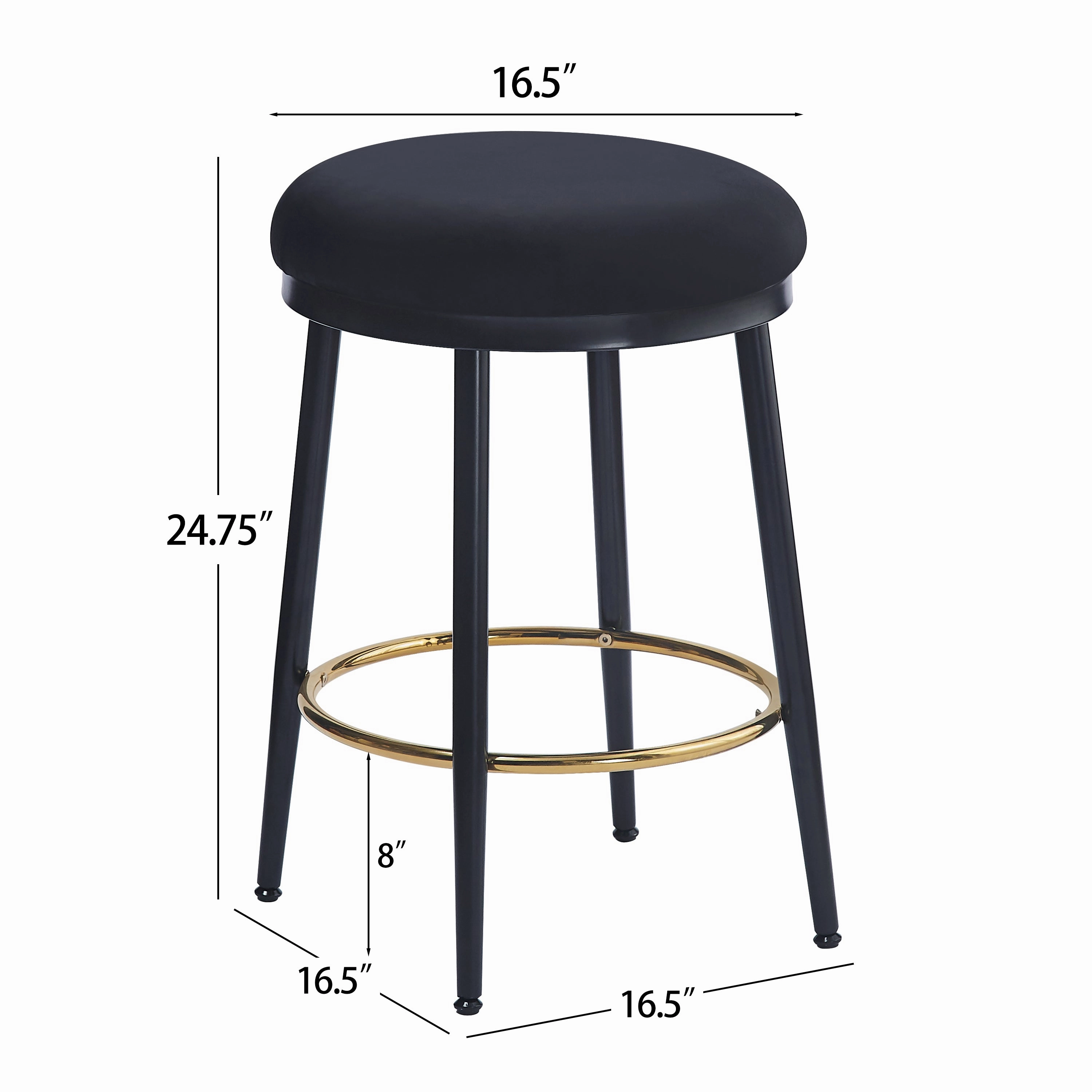 Set of 2 Modern Upholstered Counter Stools  24.75" Seat Height