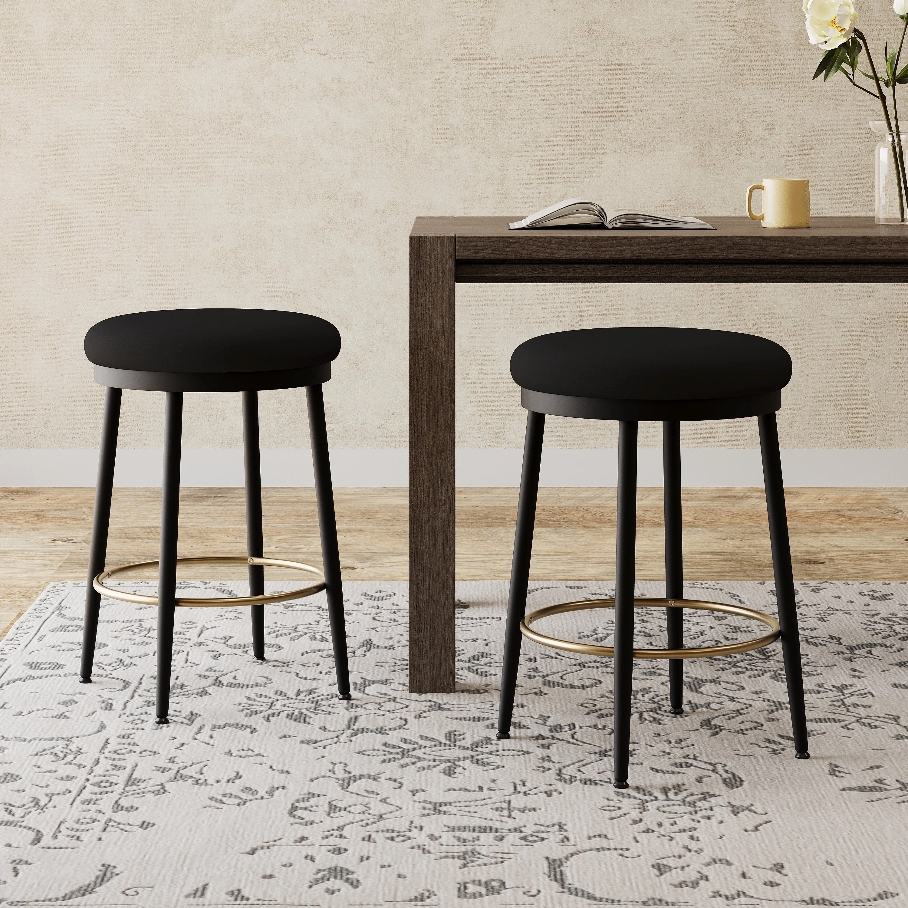 Set of 2 Modern Upholstered Counter Stools  24.75" Seat Height