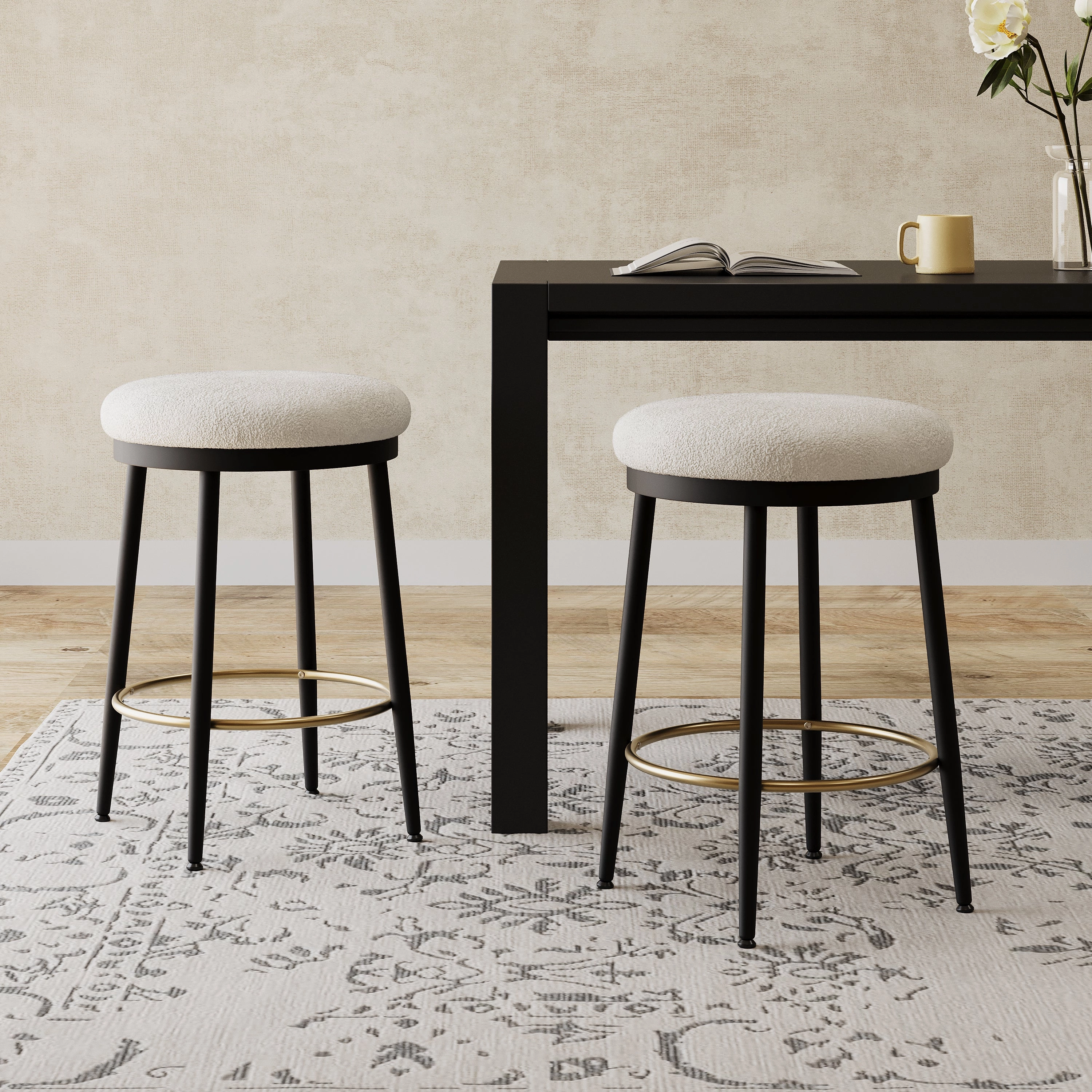 Set of 2 Modern Upholstered Counter Stools  24.75" Seat Height kitchen accessories, table linens