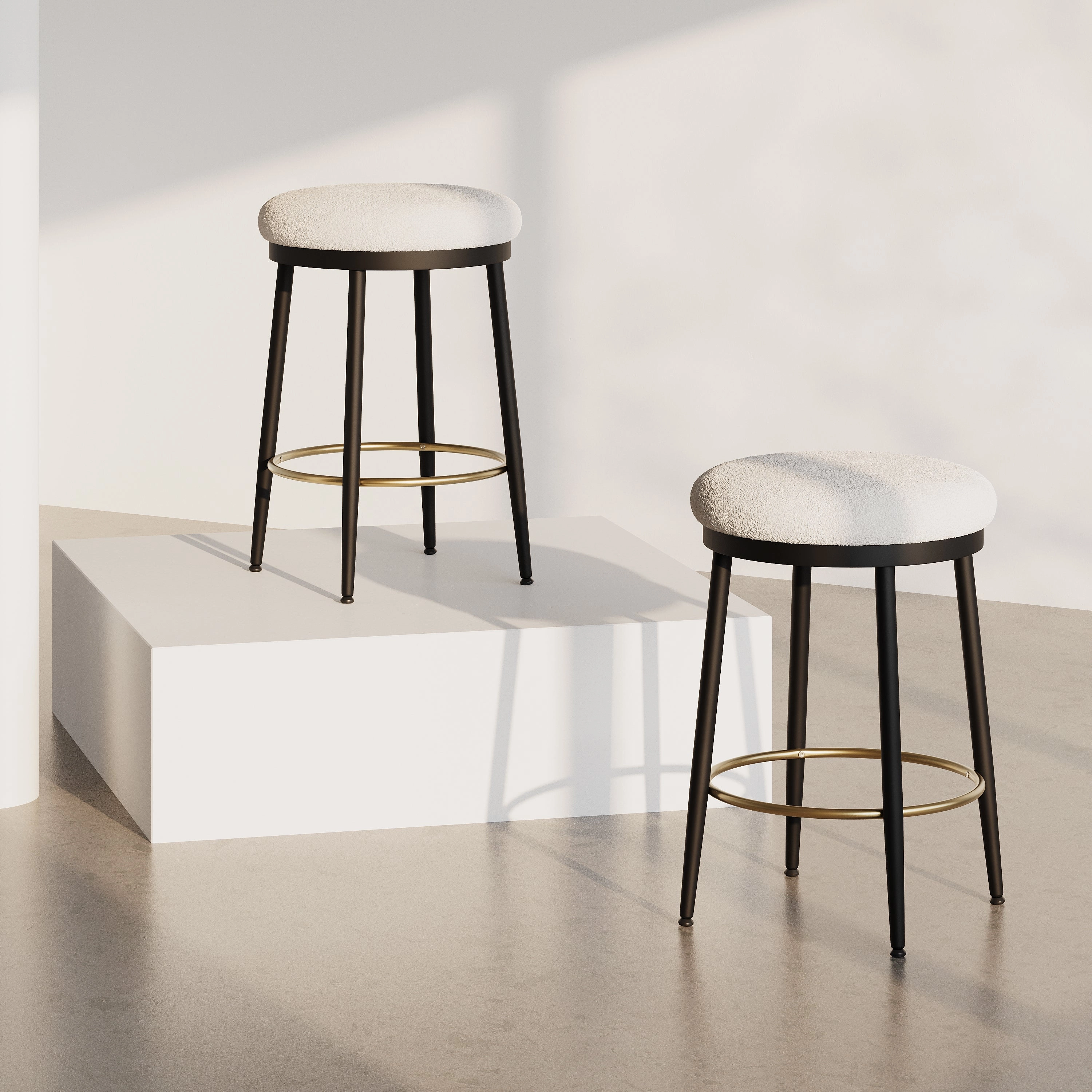 Set of 2 Modern Upholstered Counter Stools  24.75" Seat Height