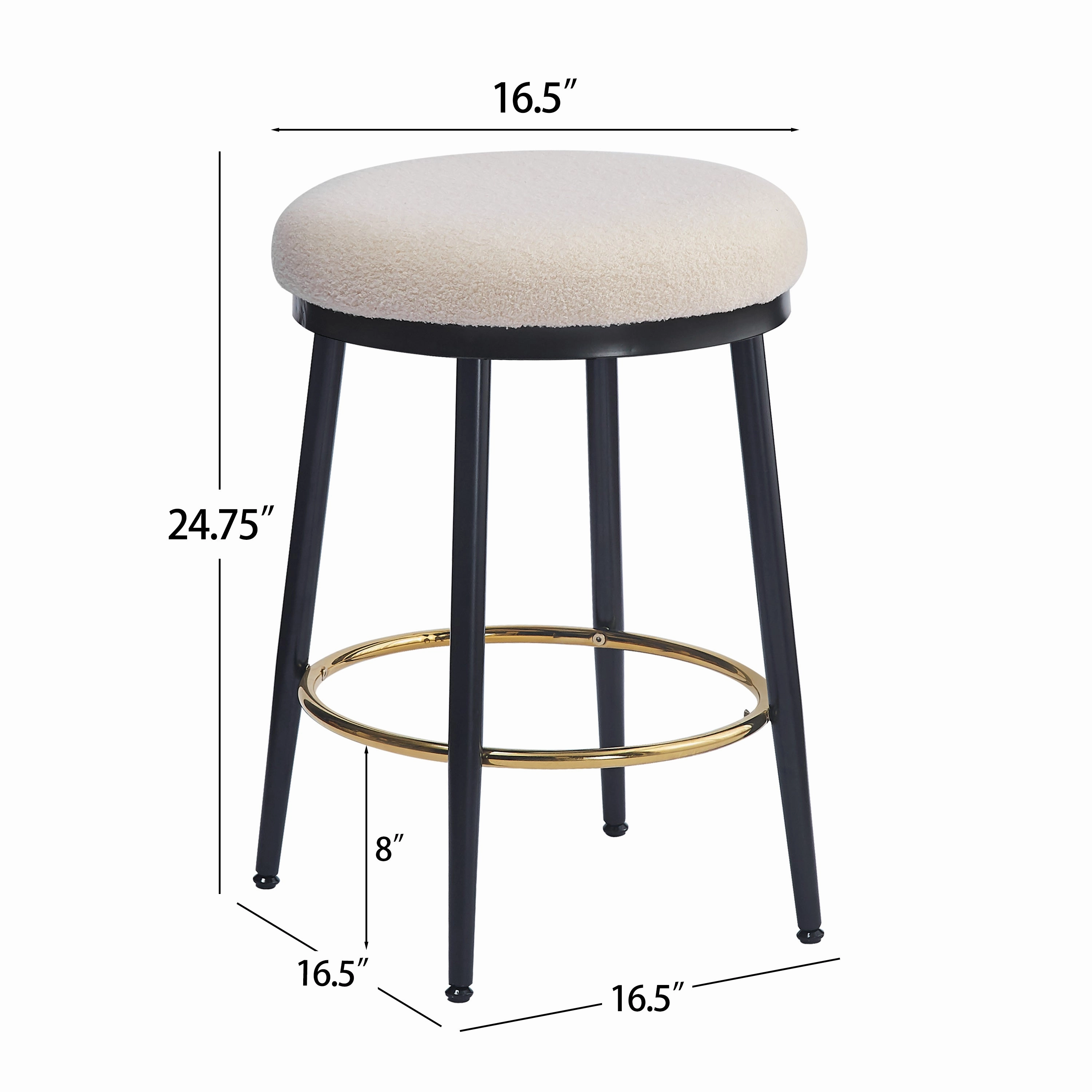 Set of 2 Modern Upholstered Counter Stools  24.75" Seat Height