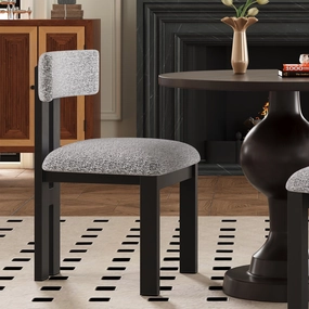 Set of 2 Modern Upholstered Dining Chairs Fabric with Sturdy Iron Frame kitchen accessories, table linens